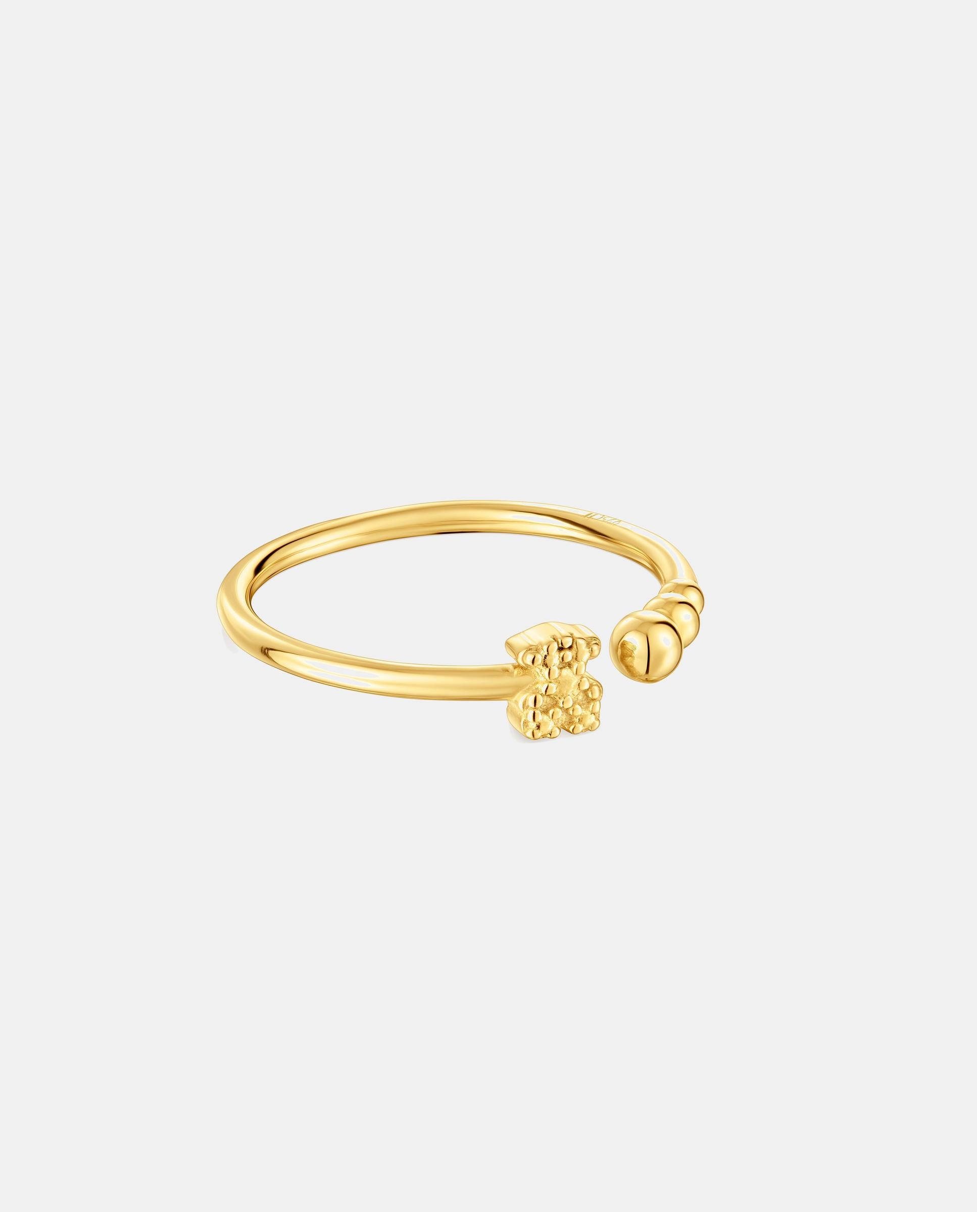 Anel Banhado a Ouro de 18 Kt Sobre Prata Aberto Grain Pequeno Dourado-2