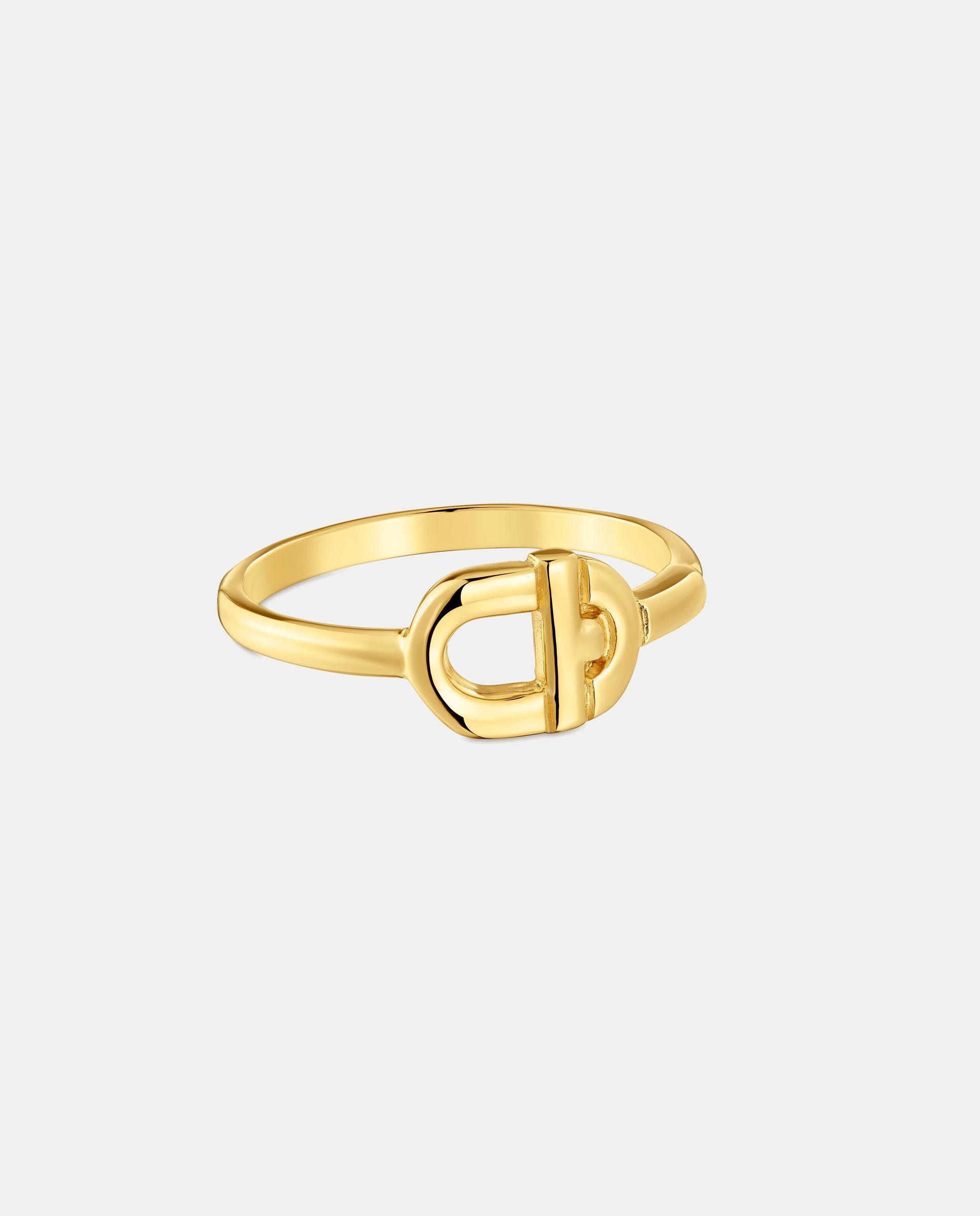 Anel Banhado a Ouro 18 Kt Sobre Prata Manifesto Pequeno Dourado-2