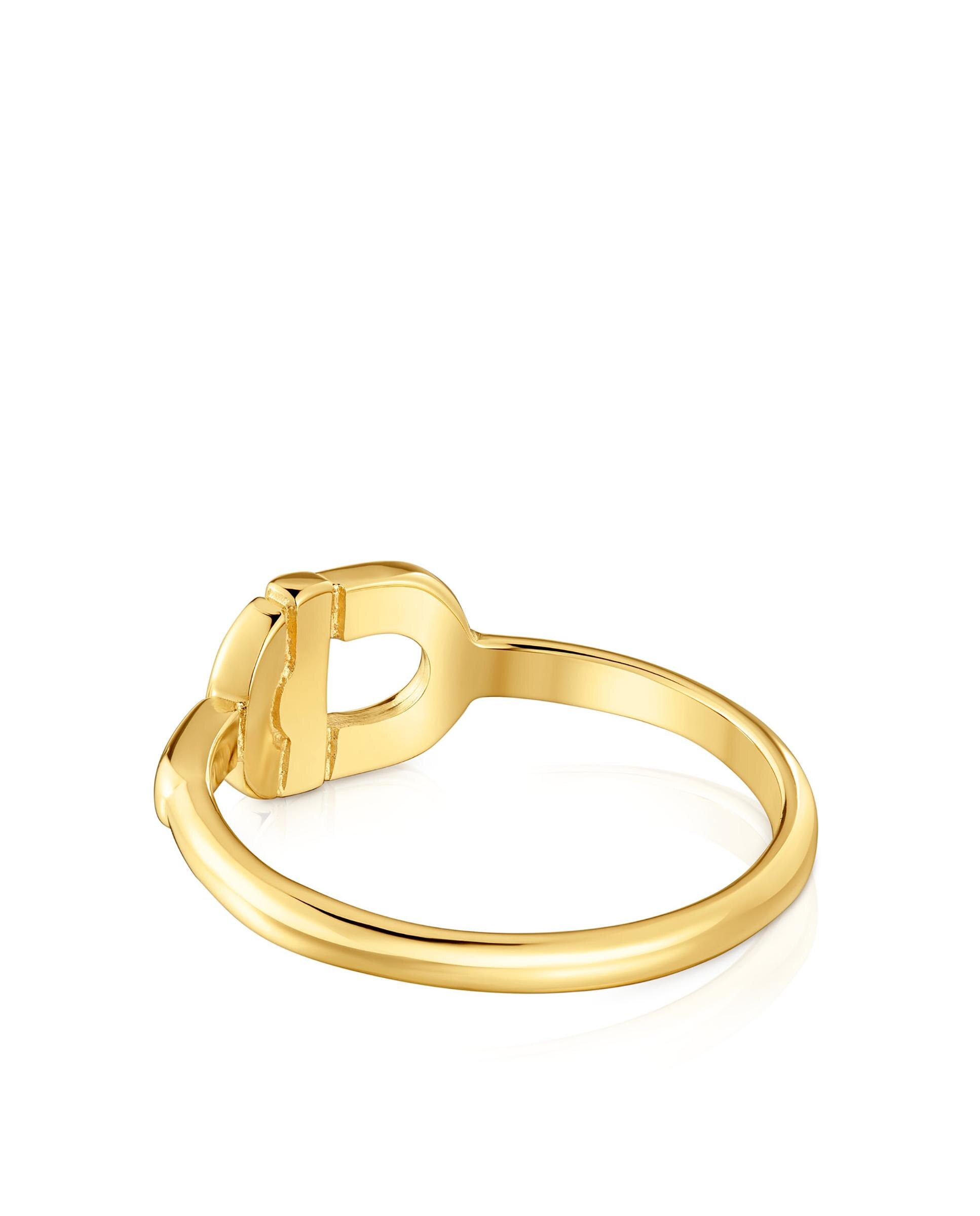Anel Banhado a Ouro 18 Kt Sobre Prata Manifesto Pequeno Dourado-2