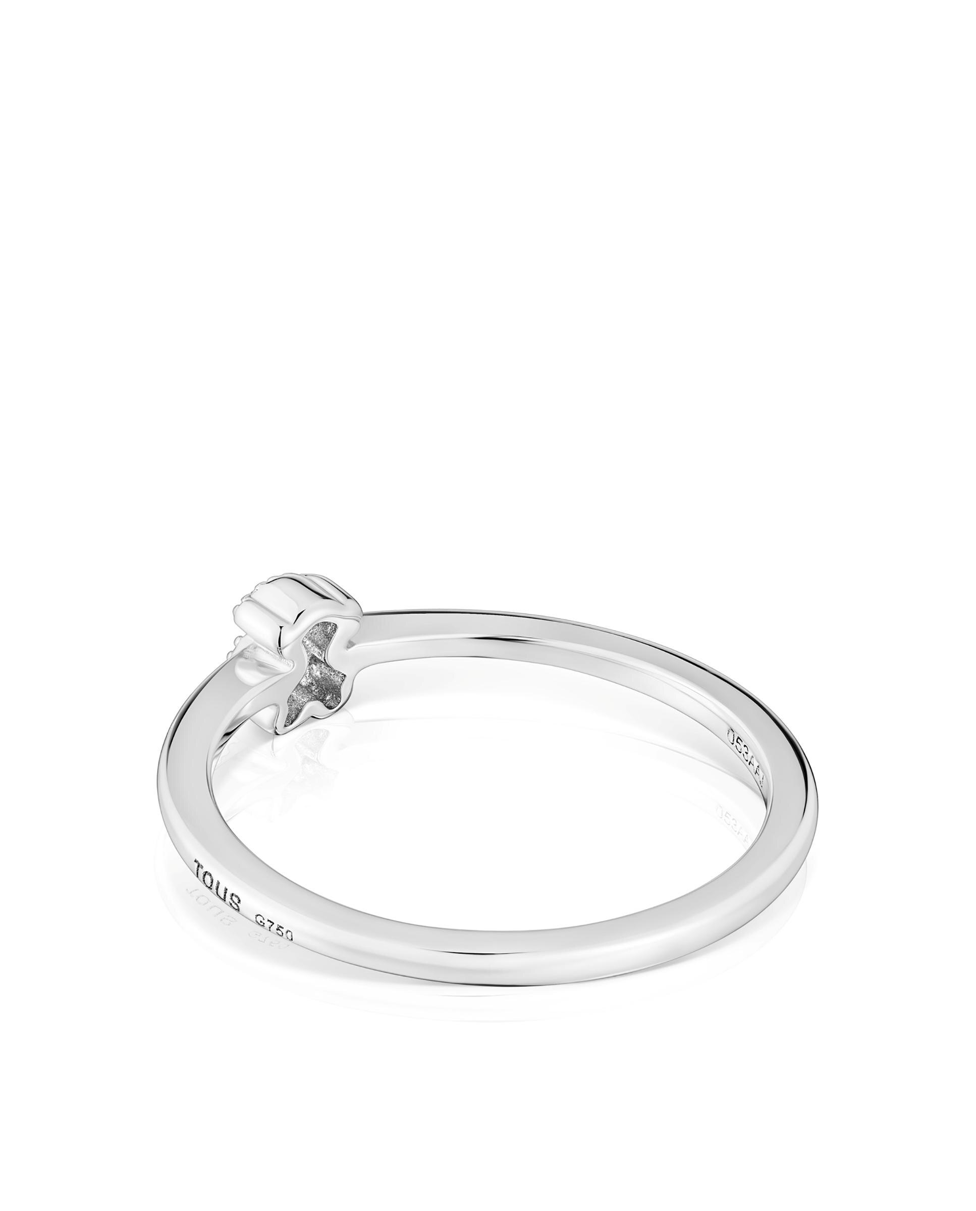 Anel de Ouro Branco e Diamantes Grain Pequeno com Urso Branco-3