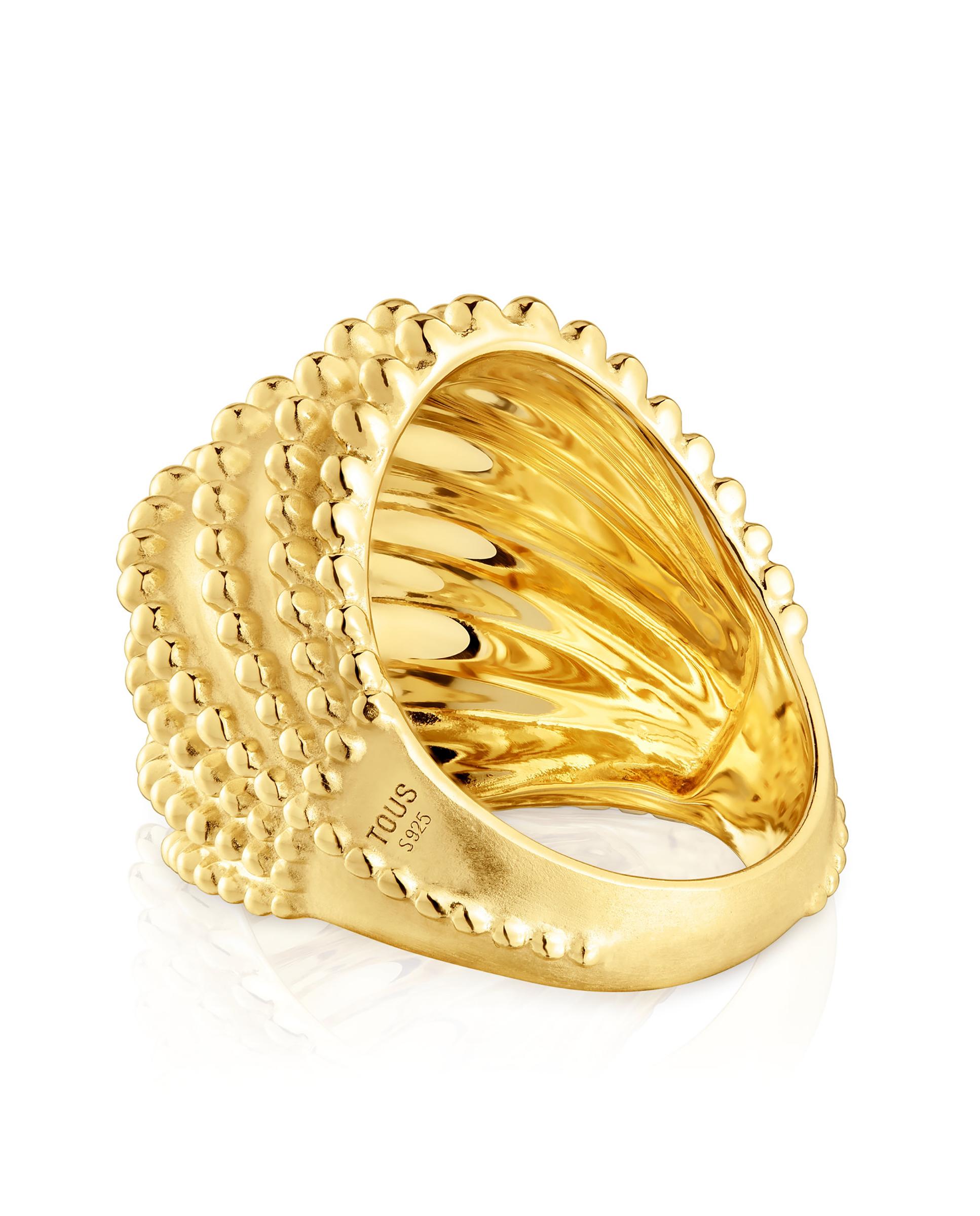Anel Grain Grande Banhado em Ouro de 18 Kt Sobre Prata Ouro-2