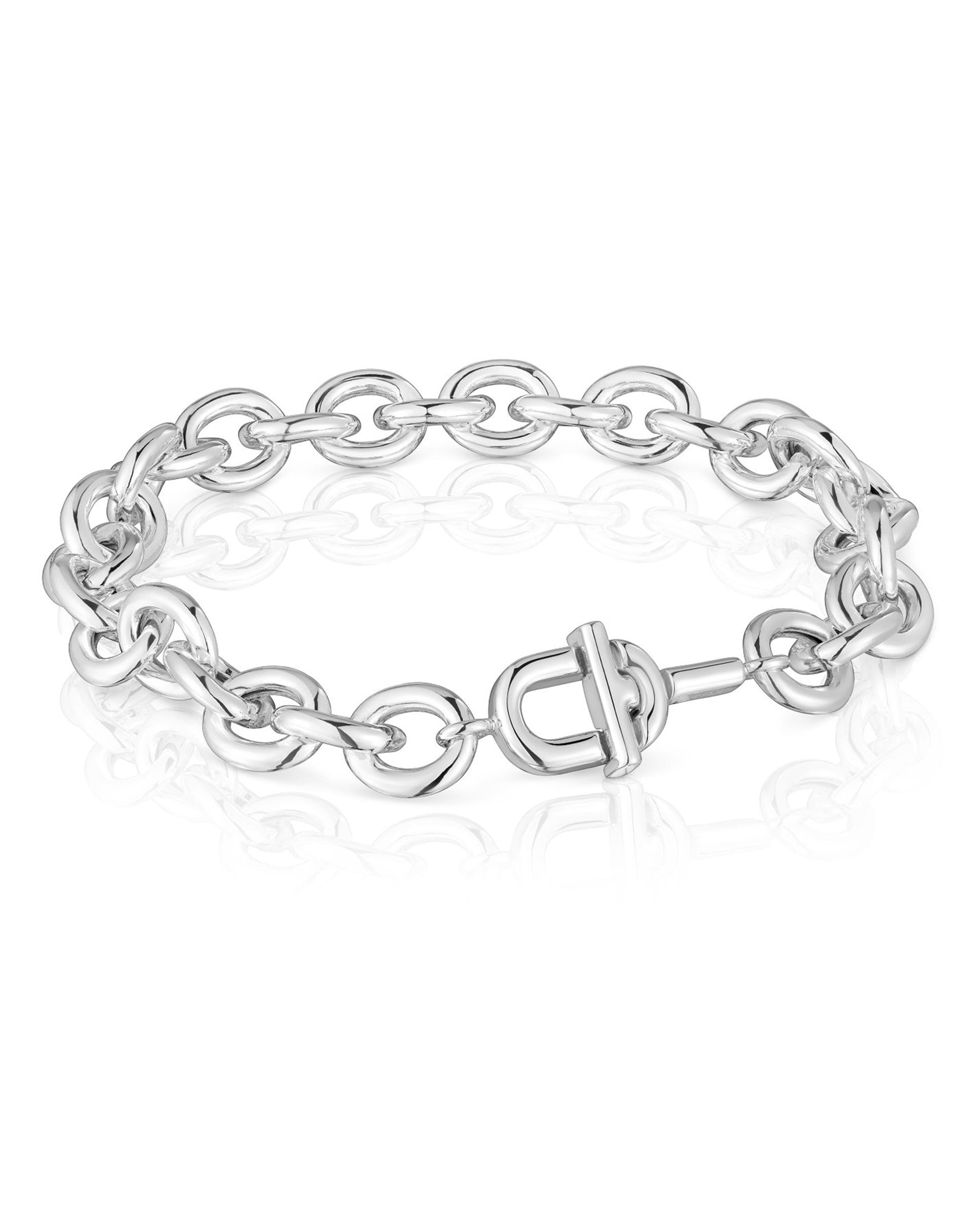 Pulseira de Corrente Manifesto de Prata Prateado-1