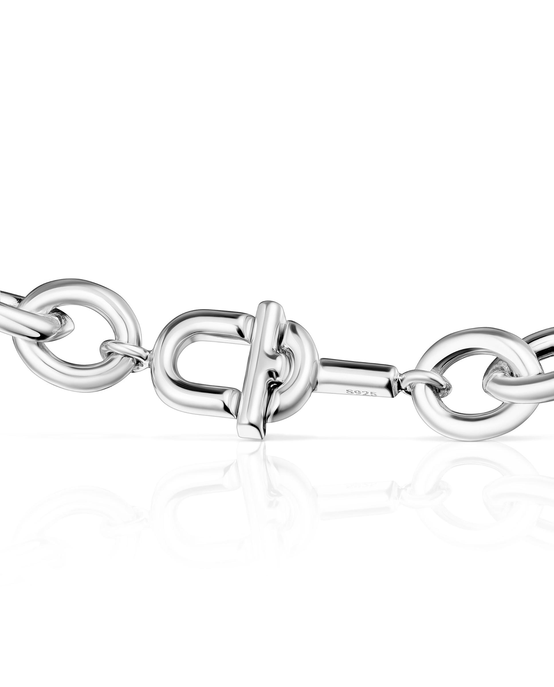 Pulseira de Corrente Manifesto de Prata Prateado-2