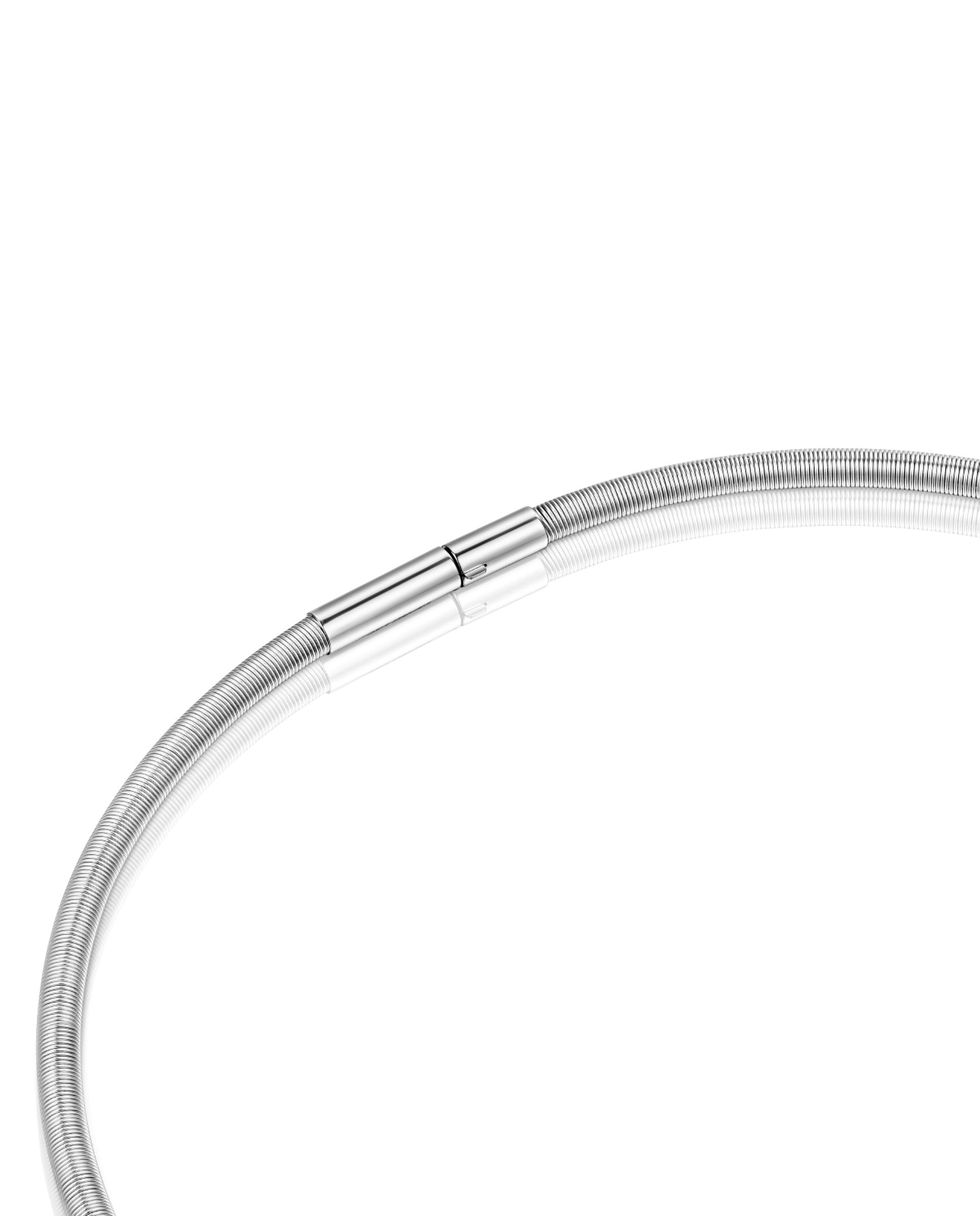 Colar Mesh Tube de Aço em Prateado Prateado-3