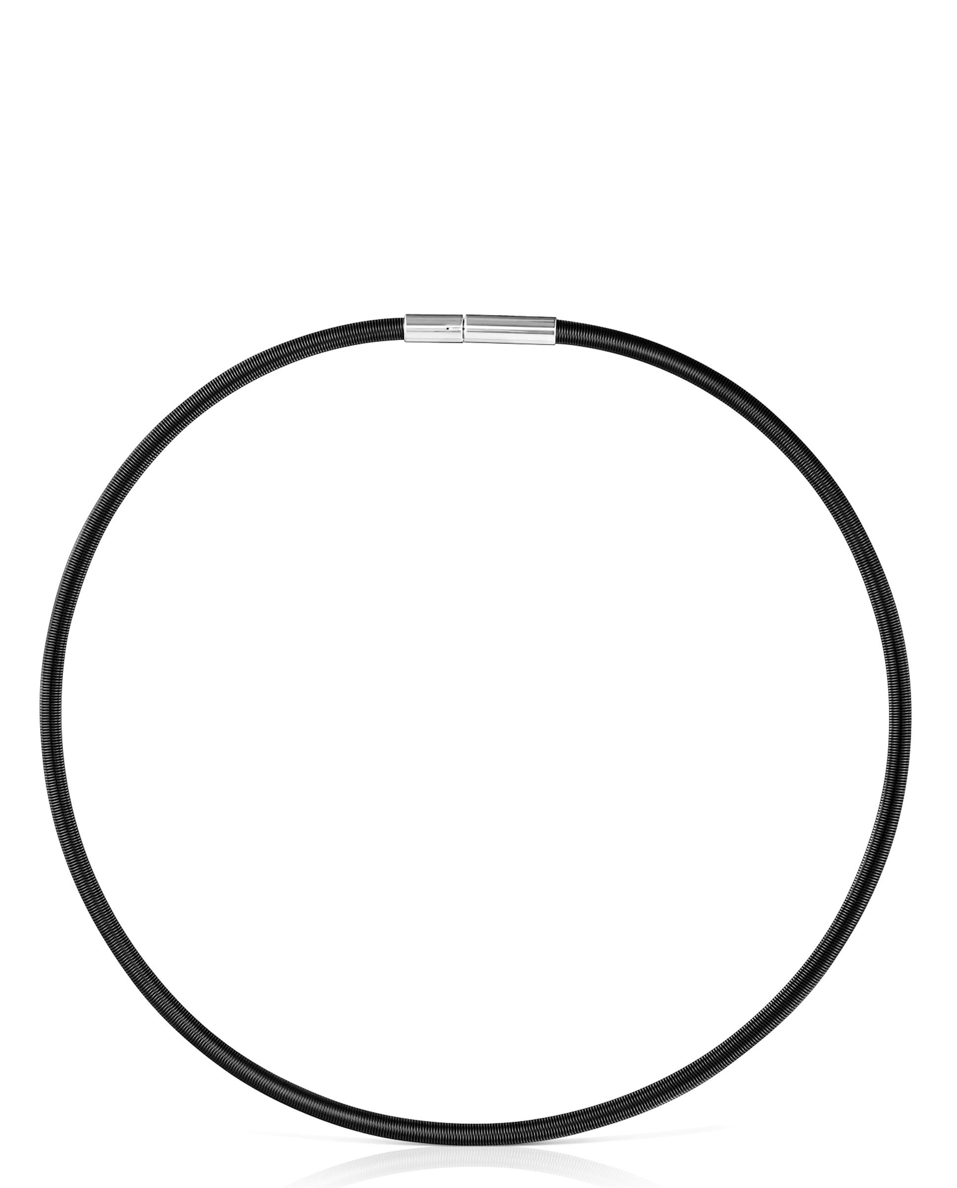 Colar Mesh Tube de Aço Ip em Preto Preto / Prata-1