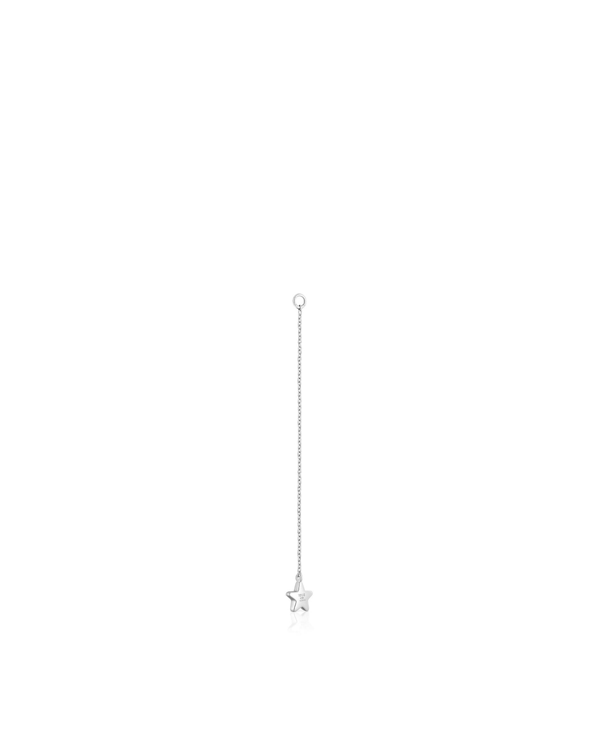Brinco solto Grain comprido estrela em ouro branco com diamantes Branco-3