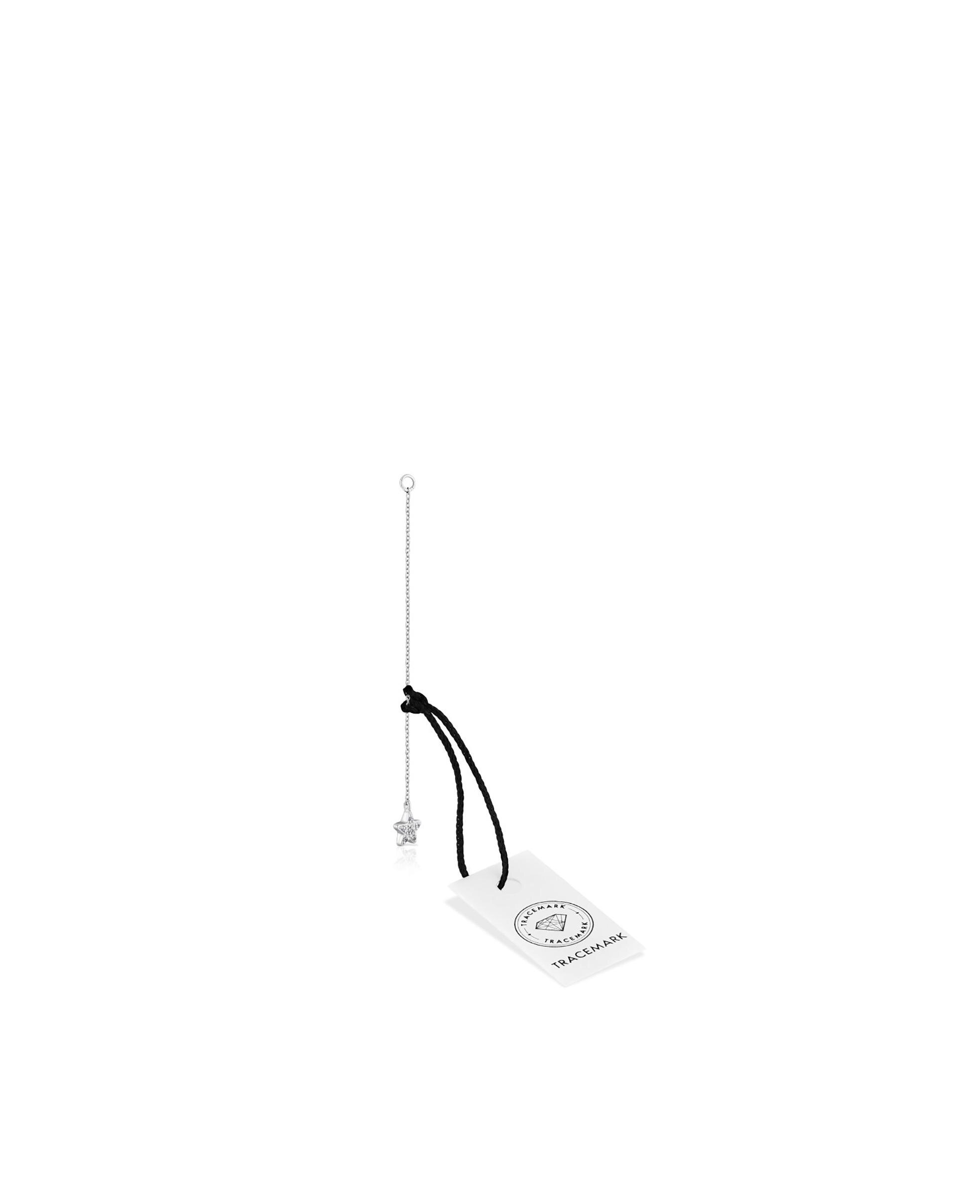 Brinco solto Grain comprido estrela em ouro branco com diamantes Branco-4