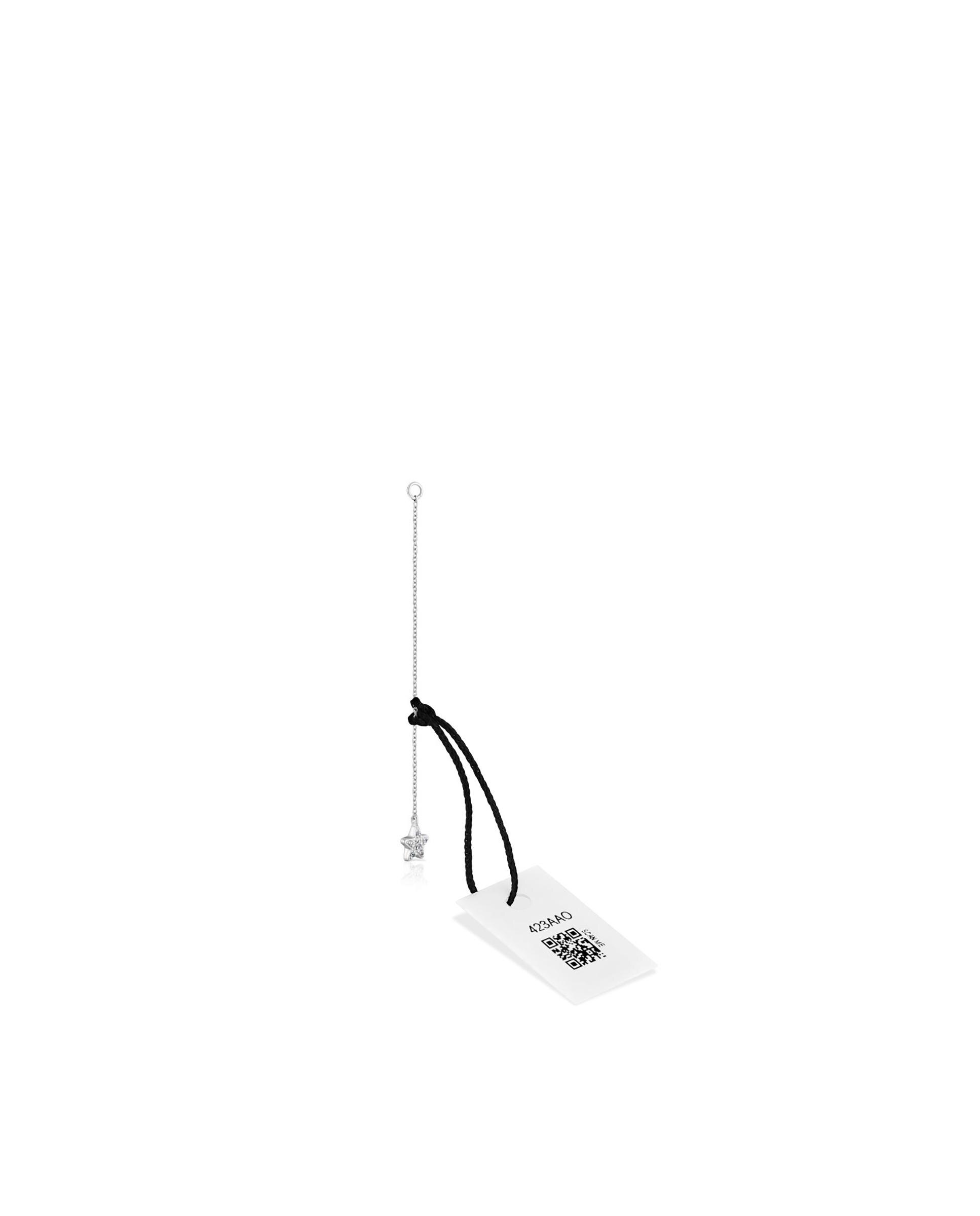Brinco solto Grain comprido estrela em ouro branco com diamantes Branco-5