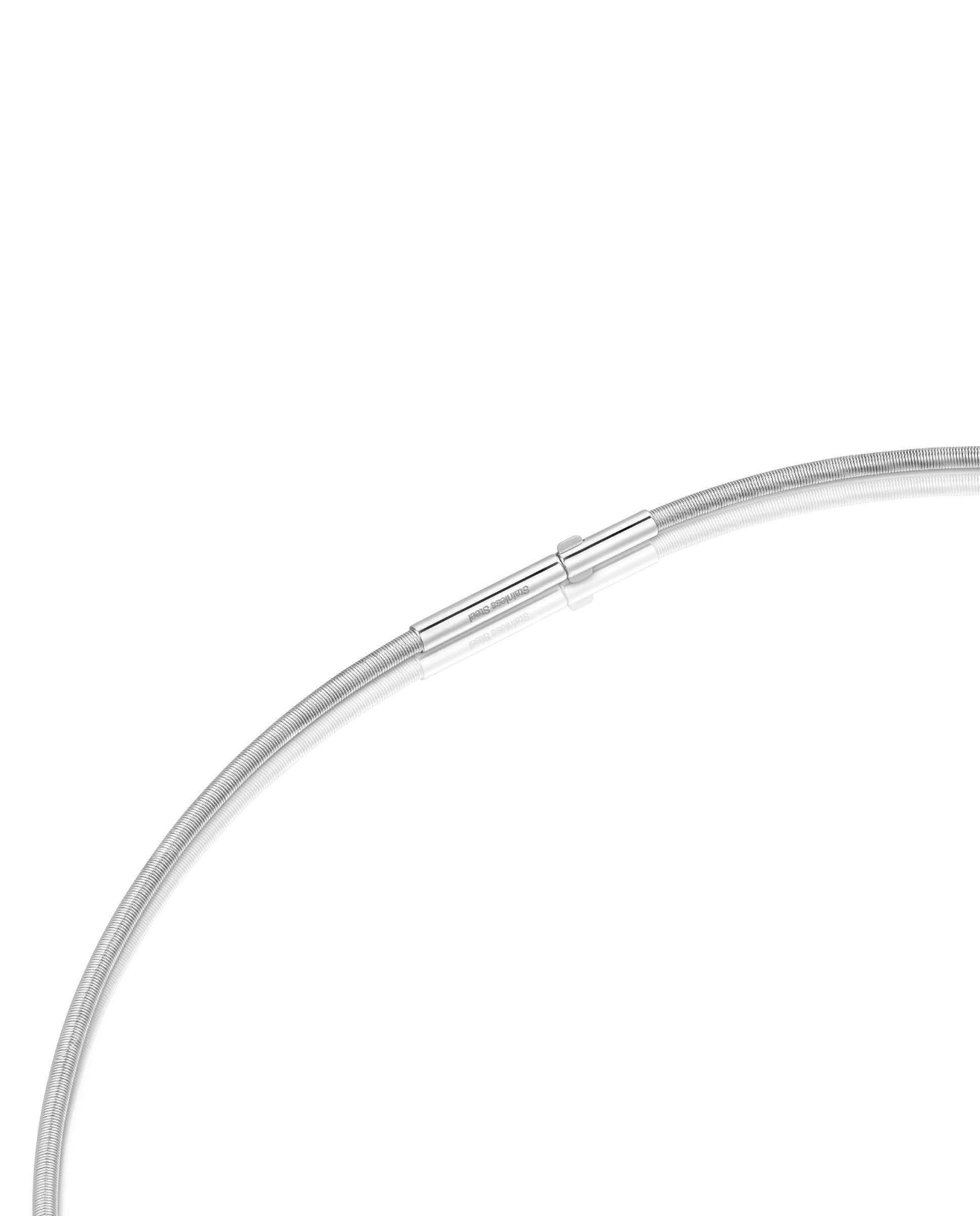 Colar Mesh Tube de Aço em Prateado Prateado-3