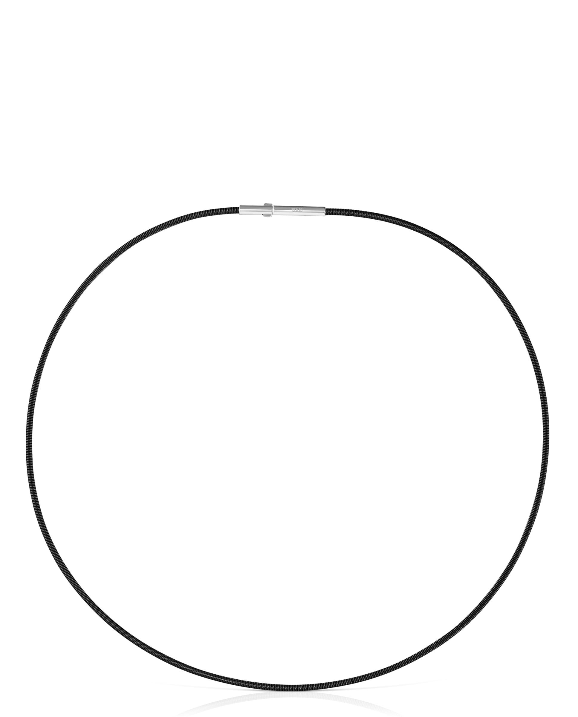 Colar Mesh Tube de Aço Ip em Preto Preto / Prata-1
