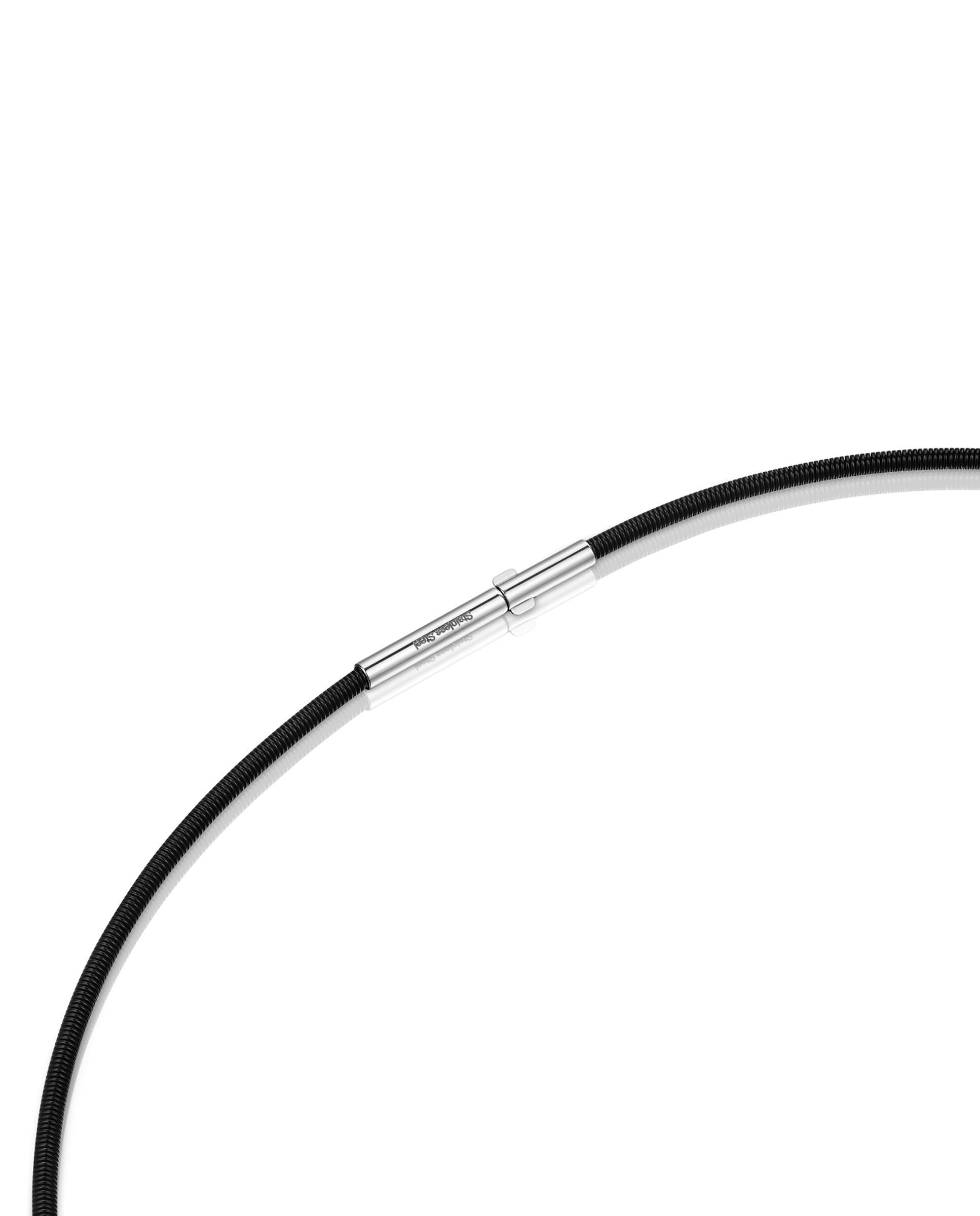 Colar Mesh Tube de Aço Ip em Preto Preto / Prata-3