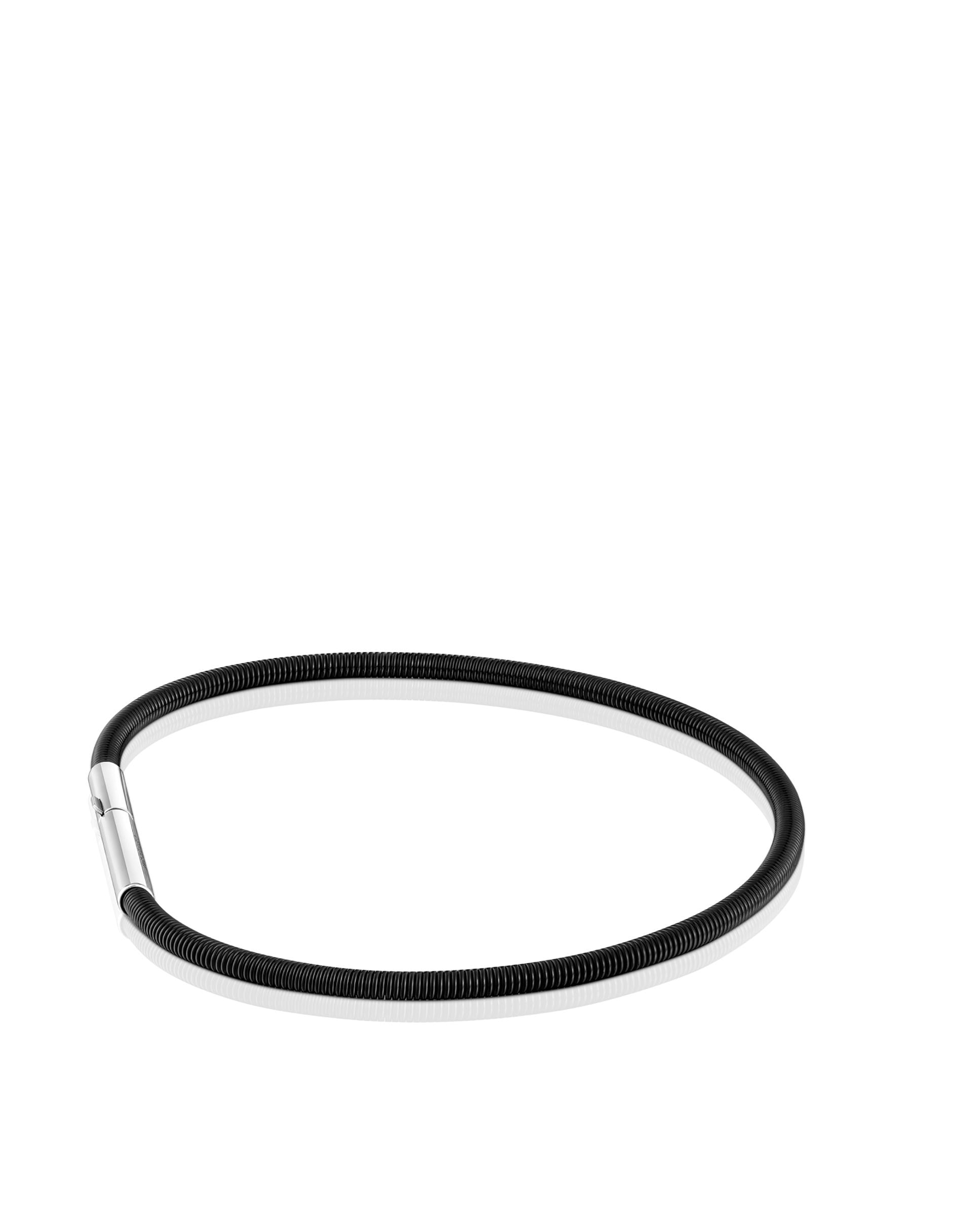 Pulseira de Corrente Mesh Tube de Aço Ip em Preto Preto / Prata-2