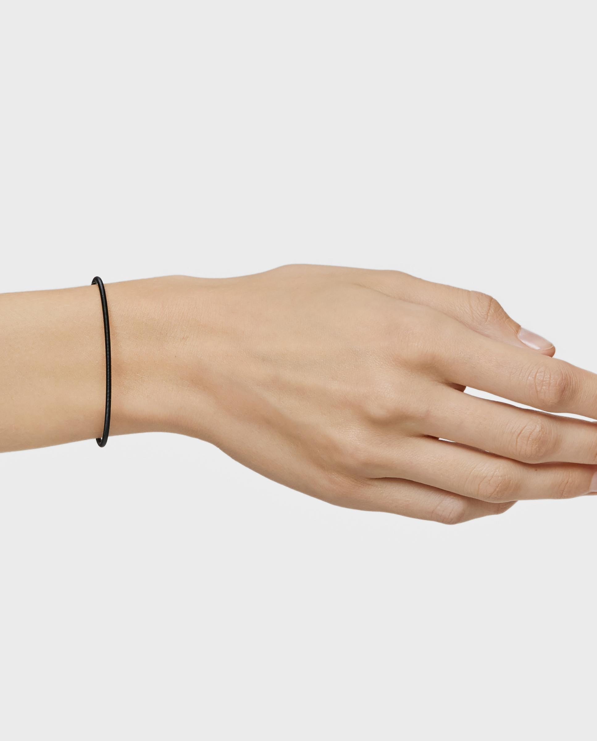 Pulseira de Corrente Mesh Tube de Aço Ip em Preto Preto / Prata-6