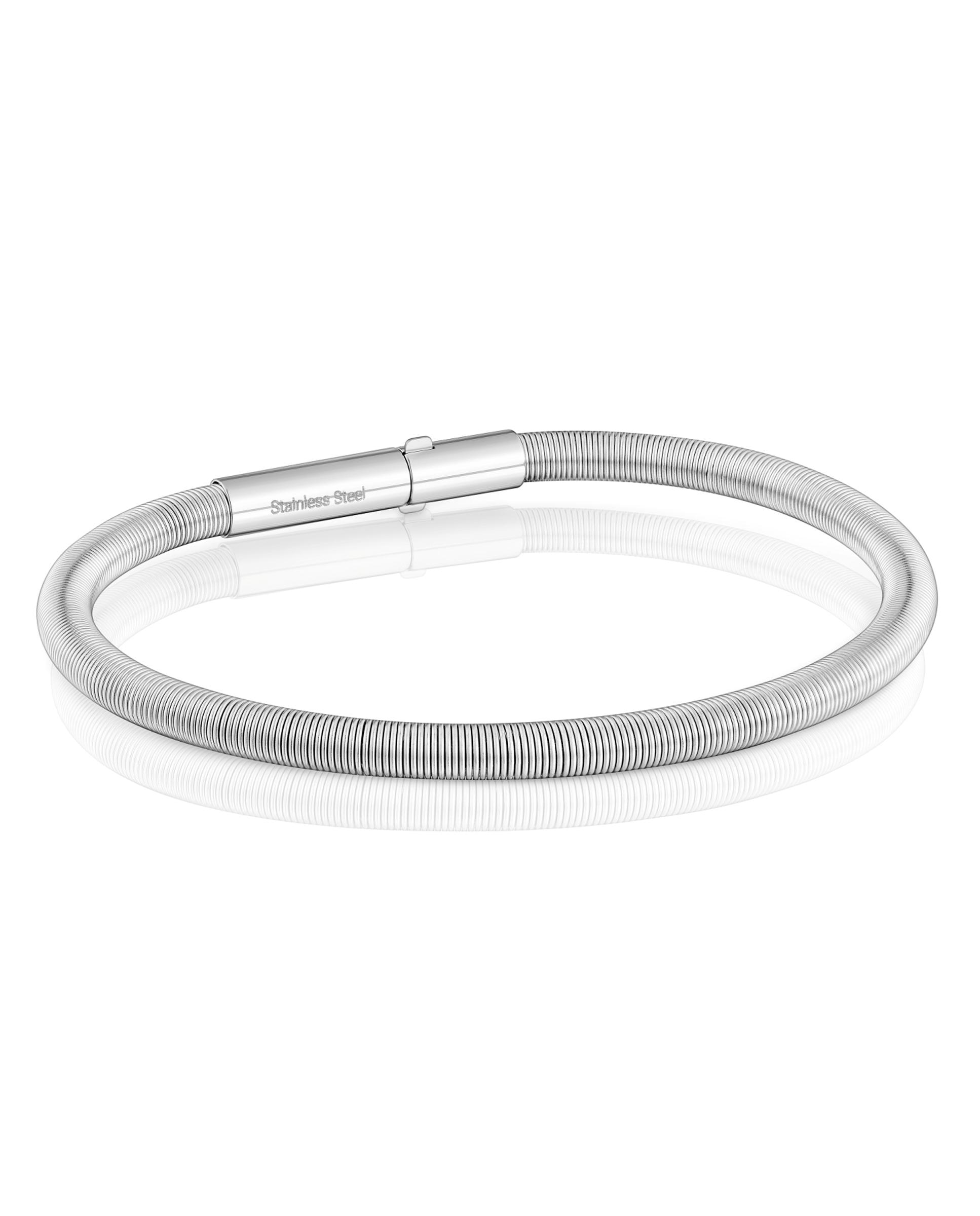 Imagem 0 de Pulseira Rígida Mesh Tube de Aço em Prateado