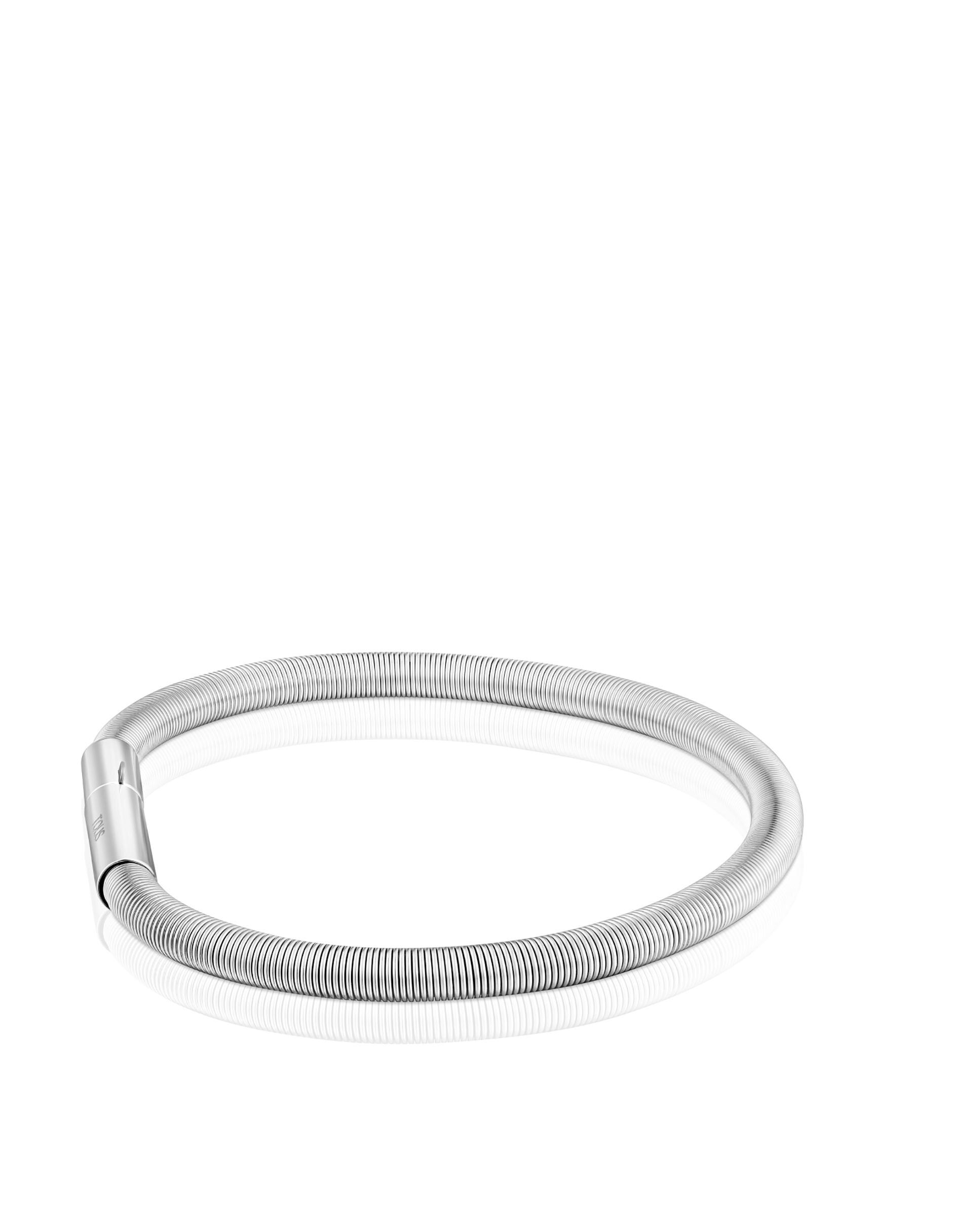 Pulseira Rígida Mesh Tube de Aço em Prateado Prateado-2