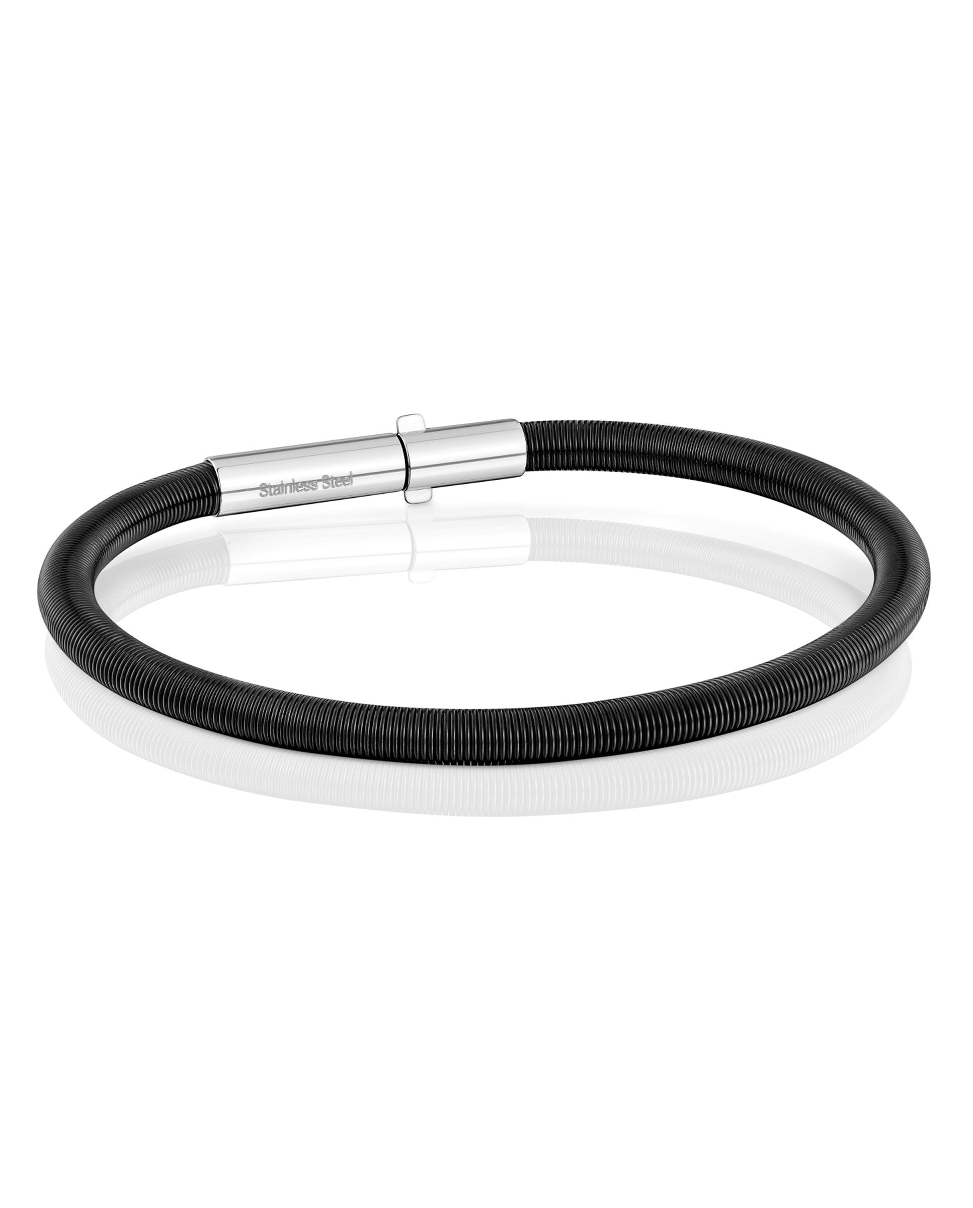 Pulseira de Corrente Mesh Tube de Aço Ip em Preto Preto / Prata-1