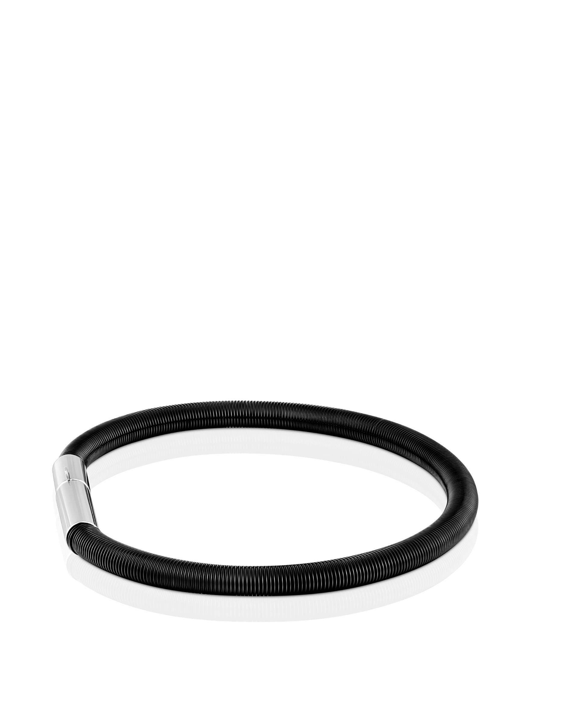 Pulseira de Corrente Mesh Tube de Aço Ip em Preto Preto / Prata-2