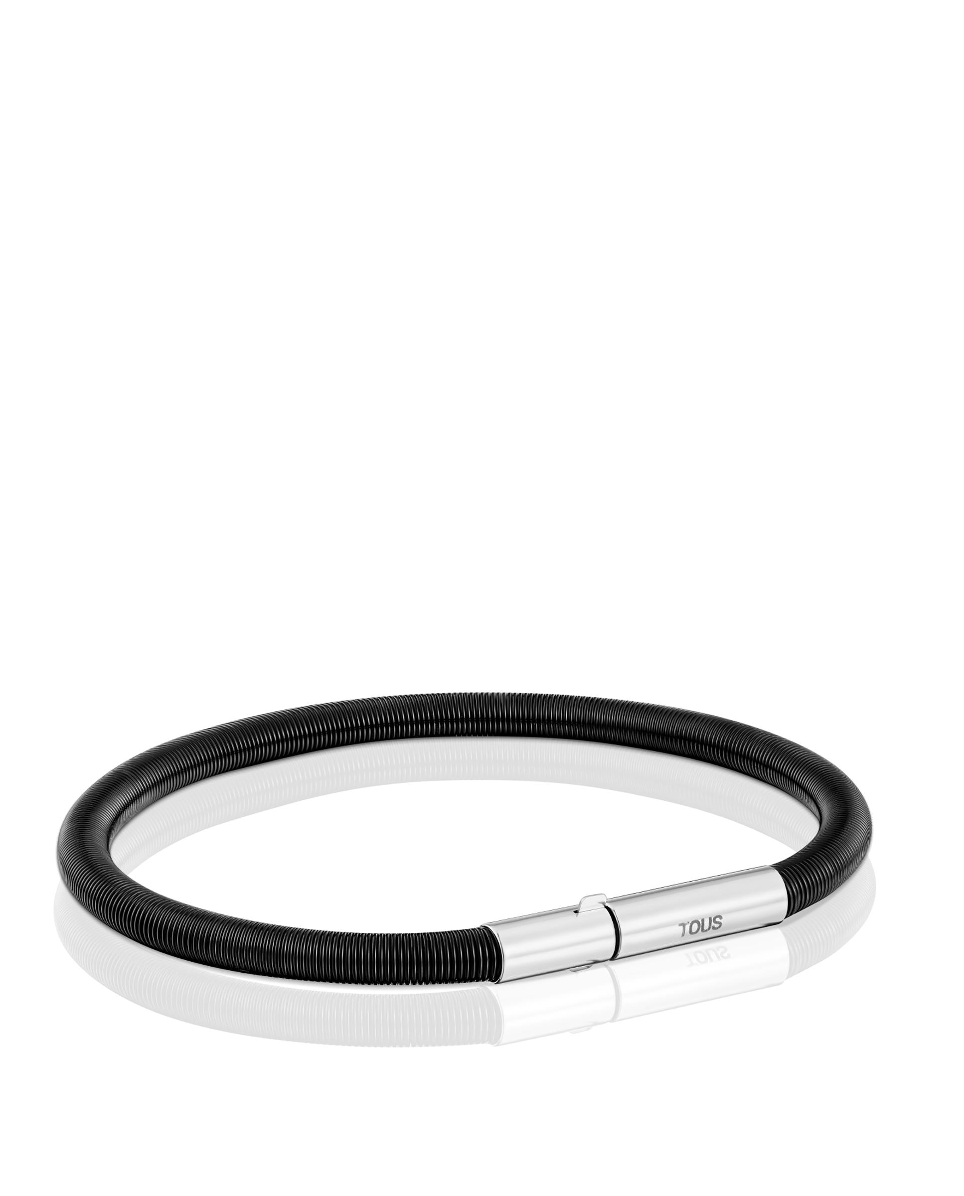 Pulseira de Corrente Mesh Tube de Aço Ip em Preto Preto / Prata-3