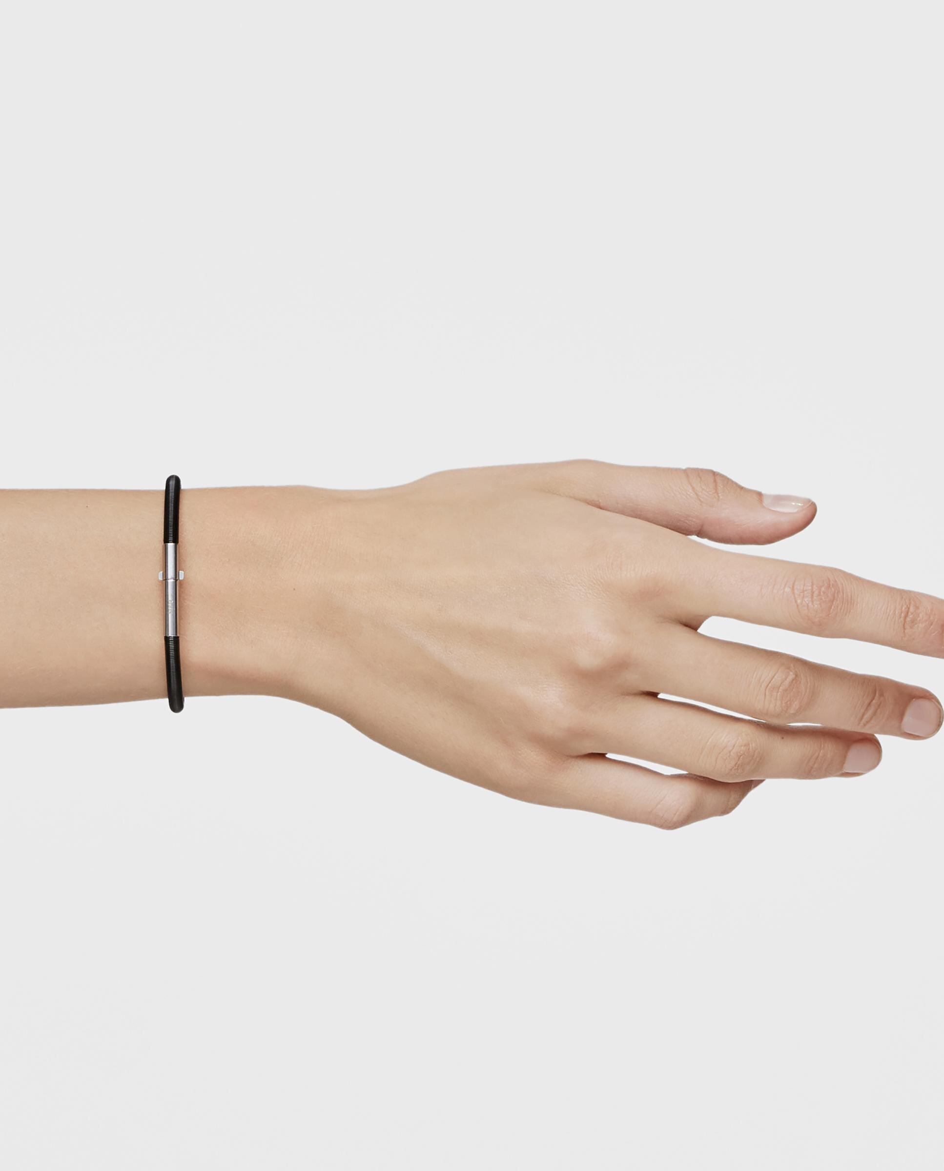 Pulseira de Corrente Mesh Tube de Aço Ip em Preto Preto / Prata-6