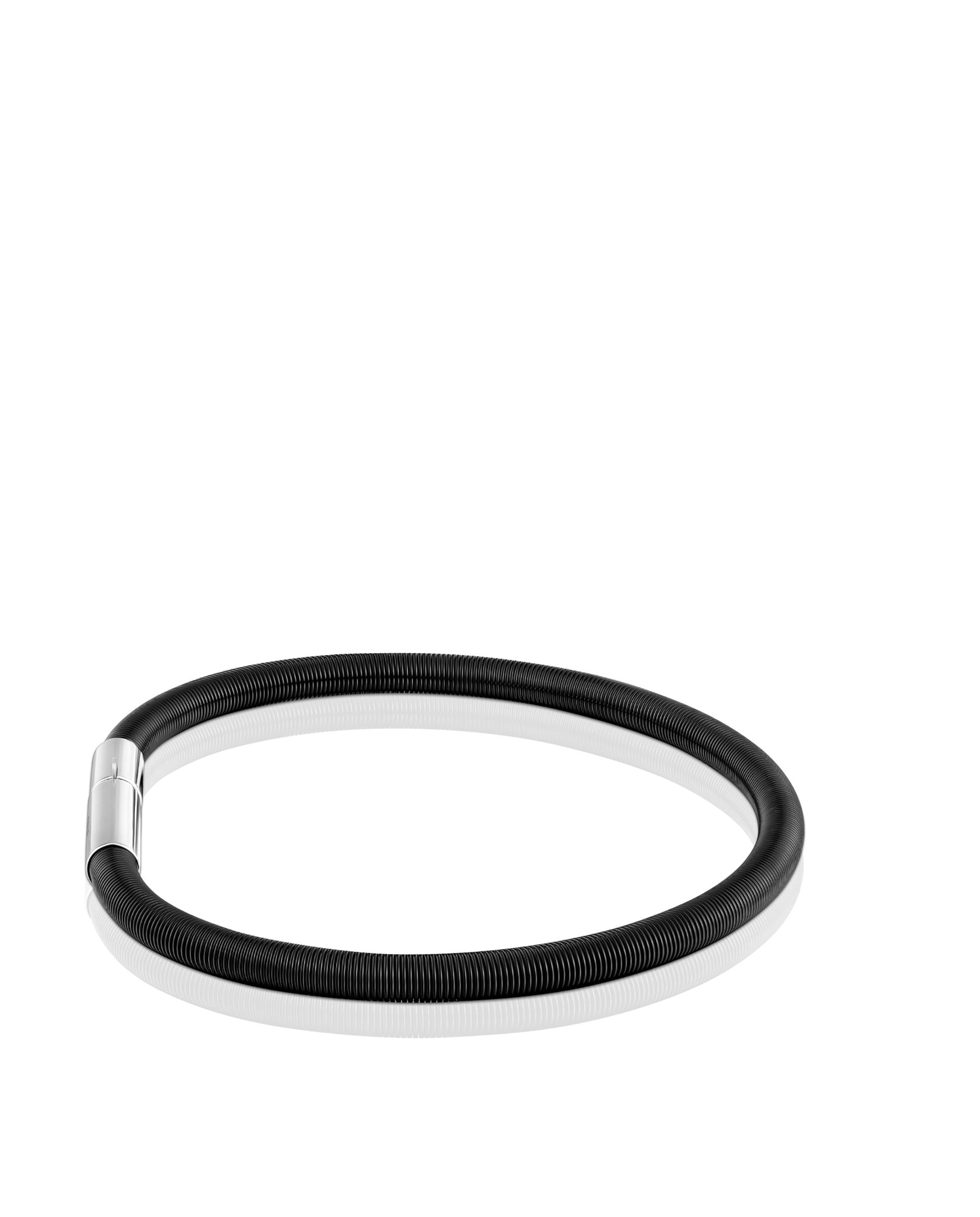 Pulseira de Corrente Mesh Tube de Aço Ip em Preto Preto / Prata-2