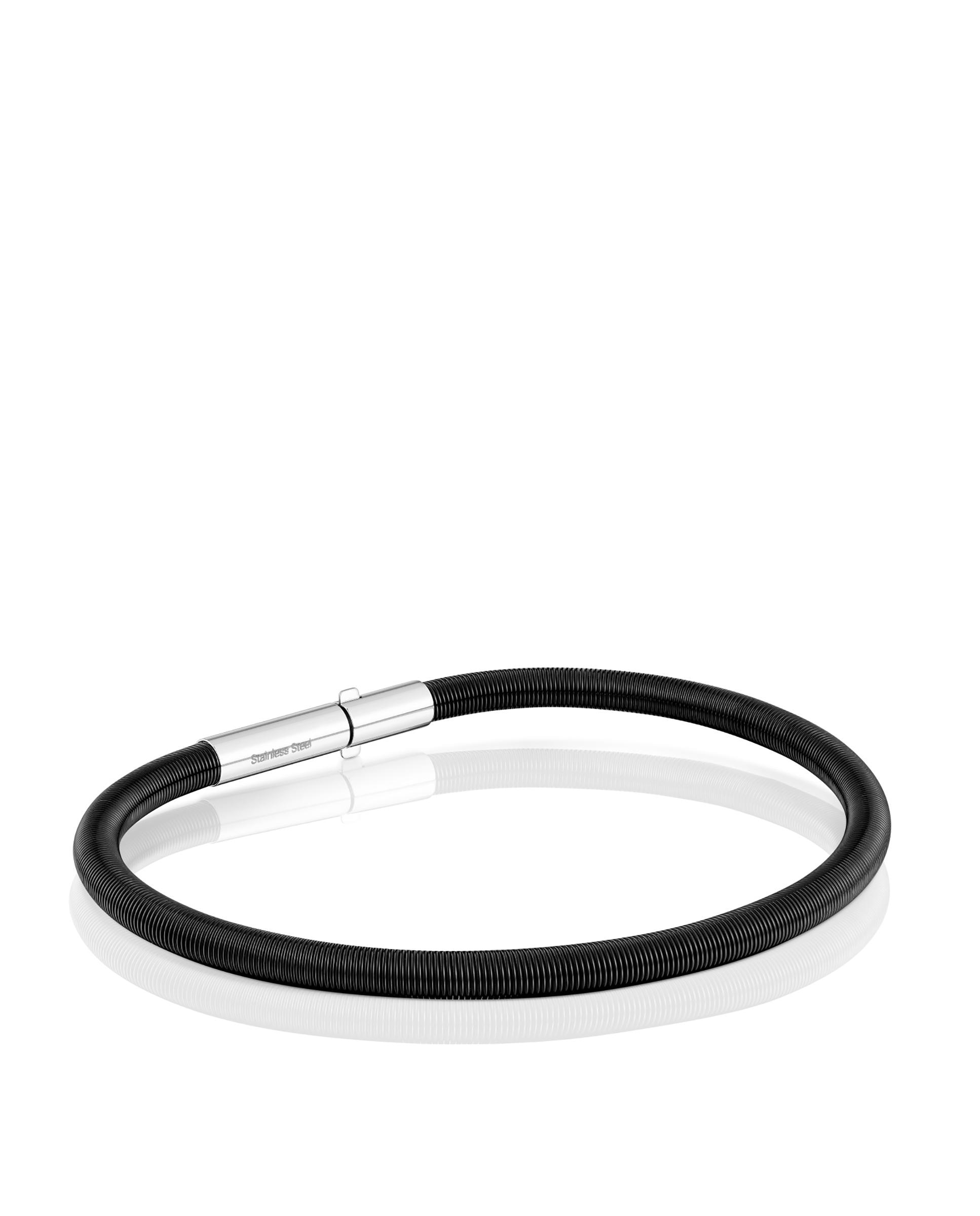 Pulseira de Corrente Mesh Tube de Aço Ip em Preto Preto / Prata-4