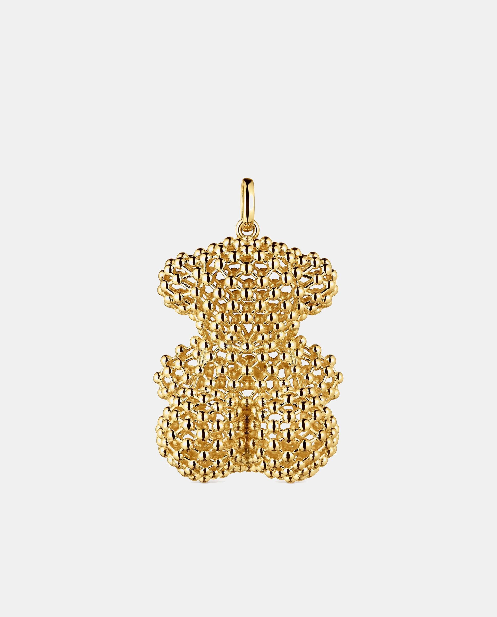 Pendente Bold Bear de Urso Texturizado Banhado em Ouro 18 Kt Sobre Prata Dourado-1