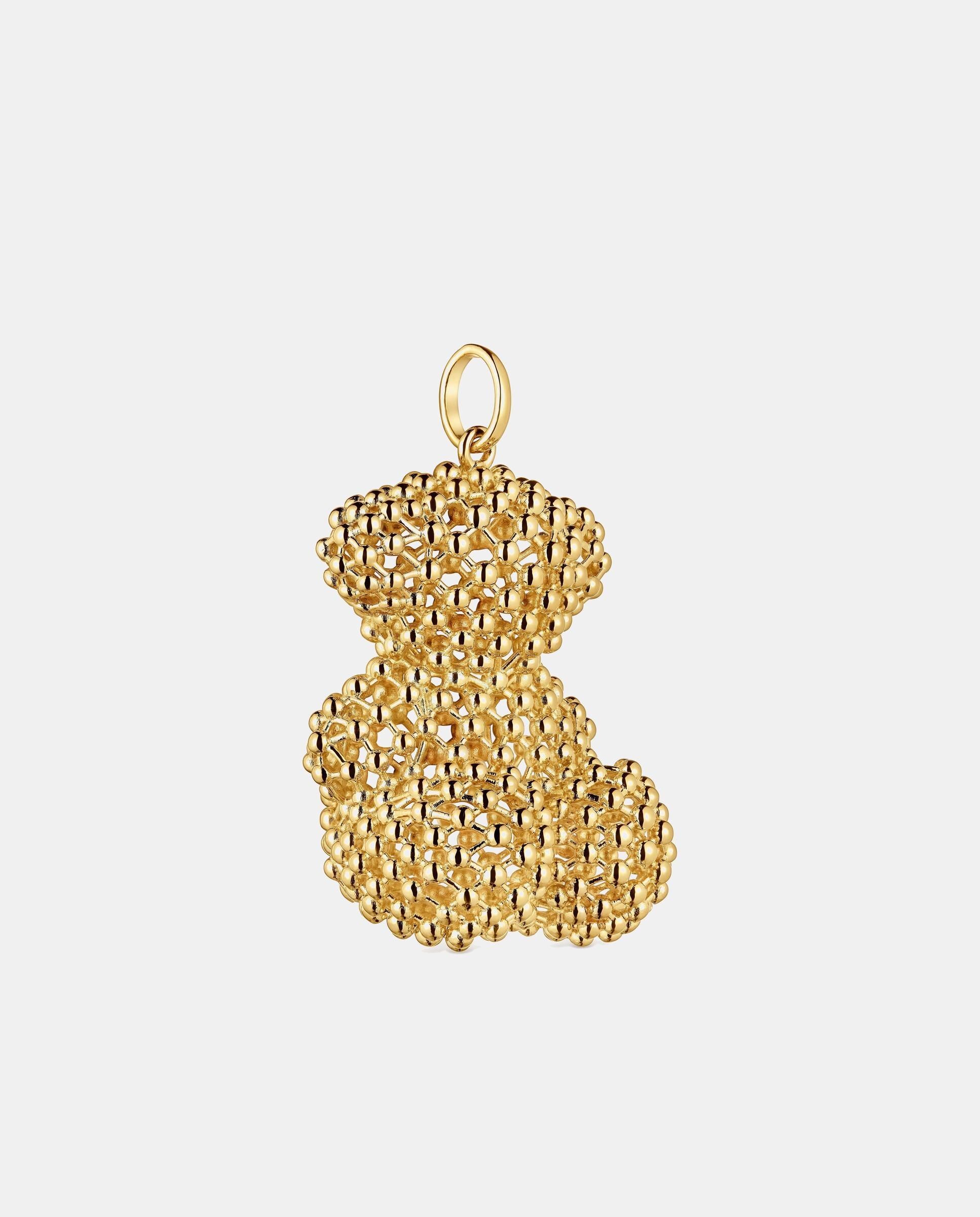 Pendente Bold Bear de Urso Texturizado Banhado em Ouro 18 Kt Sobre Prata Dourado-2