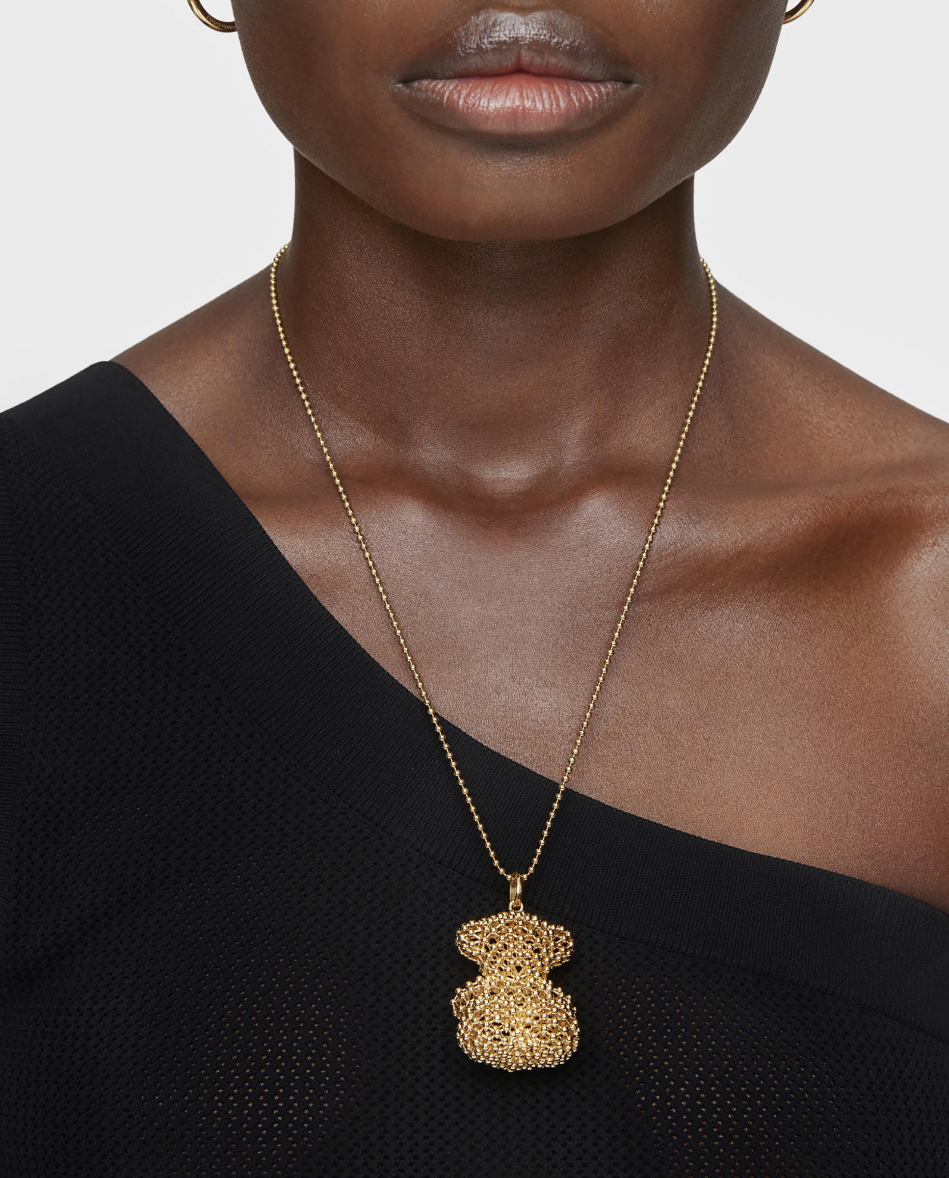 Pendente Bold Bear de Urso Texturizado Banhado em Ouro 18 Kt Sobre Prata Dourado-6