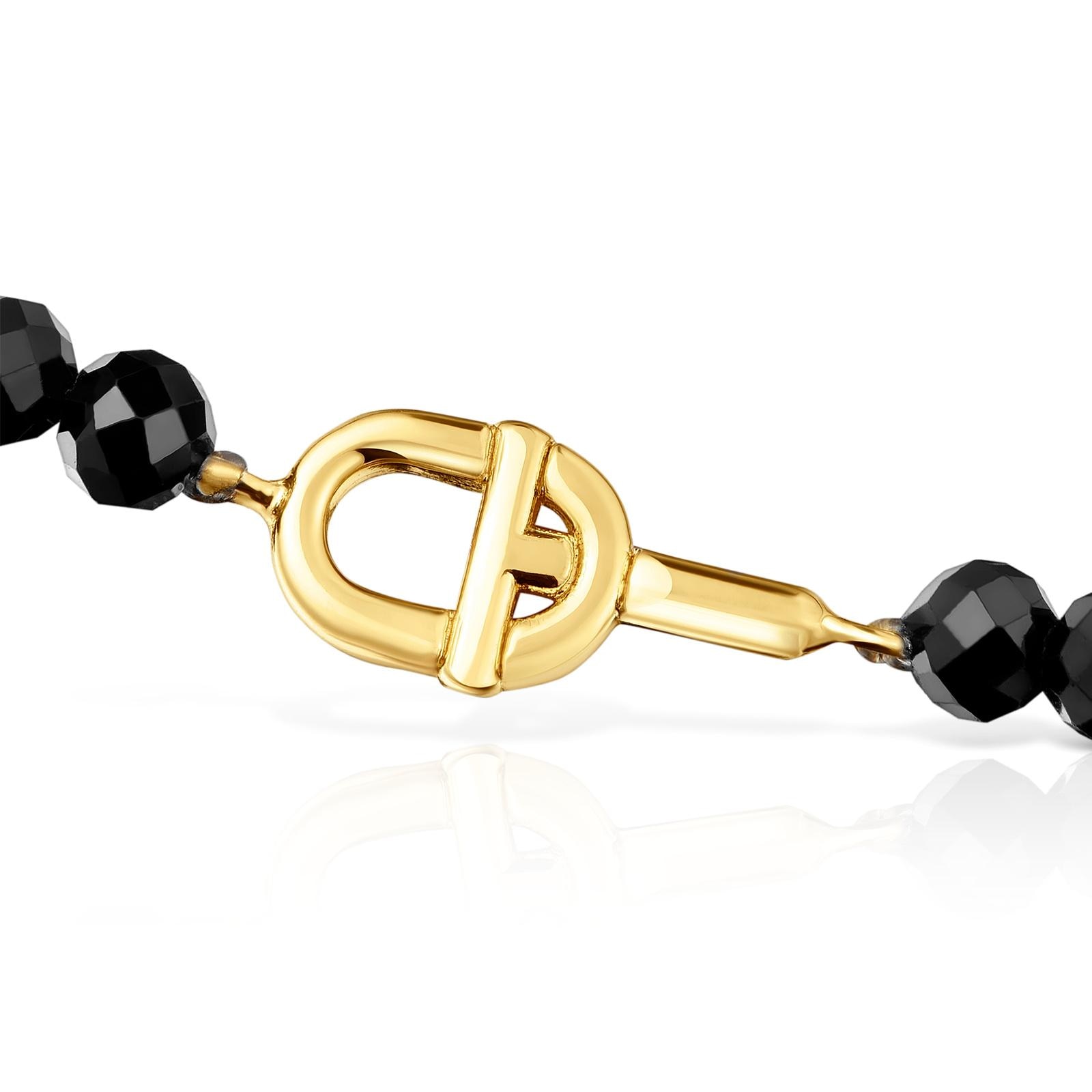 Pulseira Manifesto Elástica de Ouro e Espinelas Preto-2