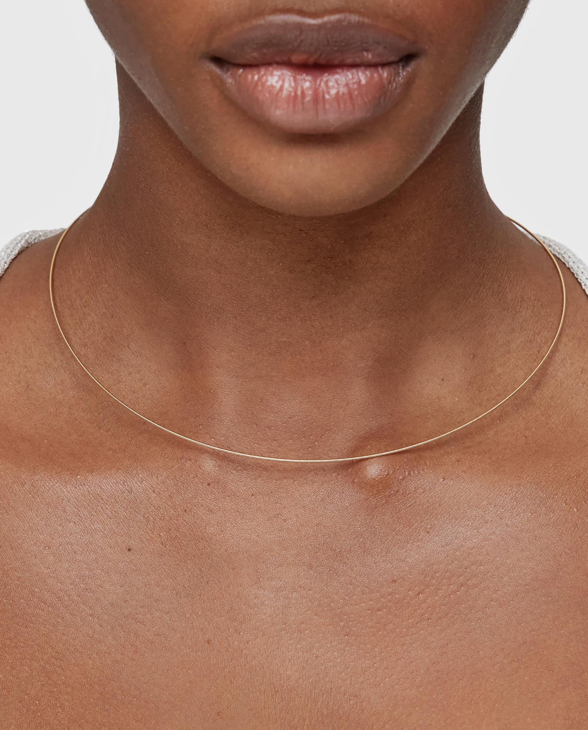 Colar Mesh Tube Fino de Ouro e Aço Dourado-5