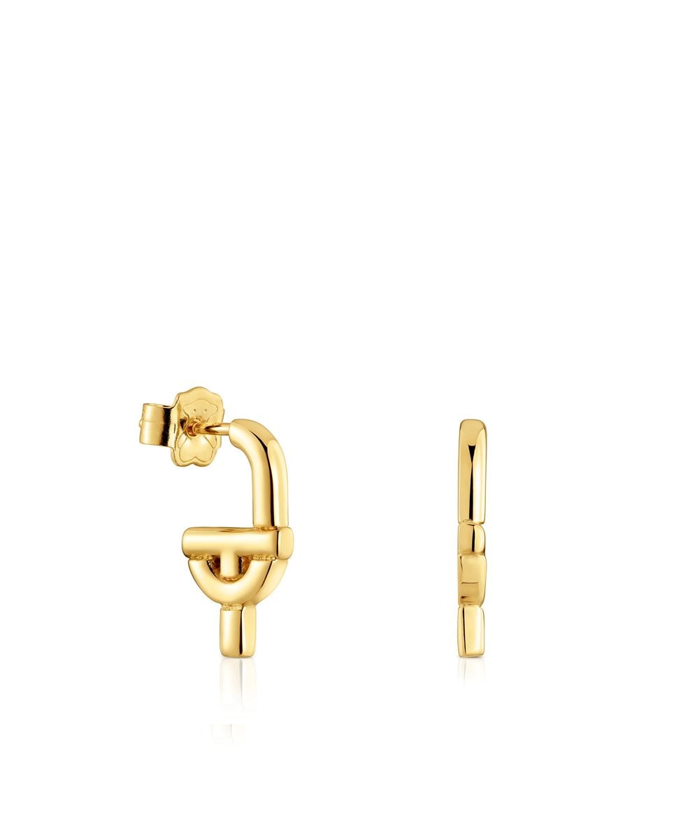 Brincos Manifesto Banhados a Ouro 18 Kt Sobre Prata Dourado-1
