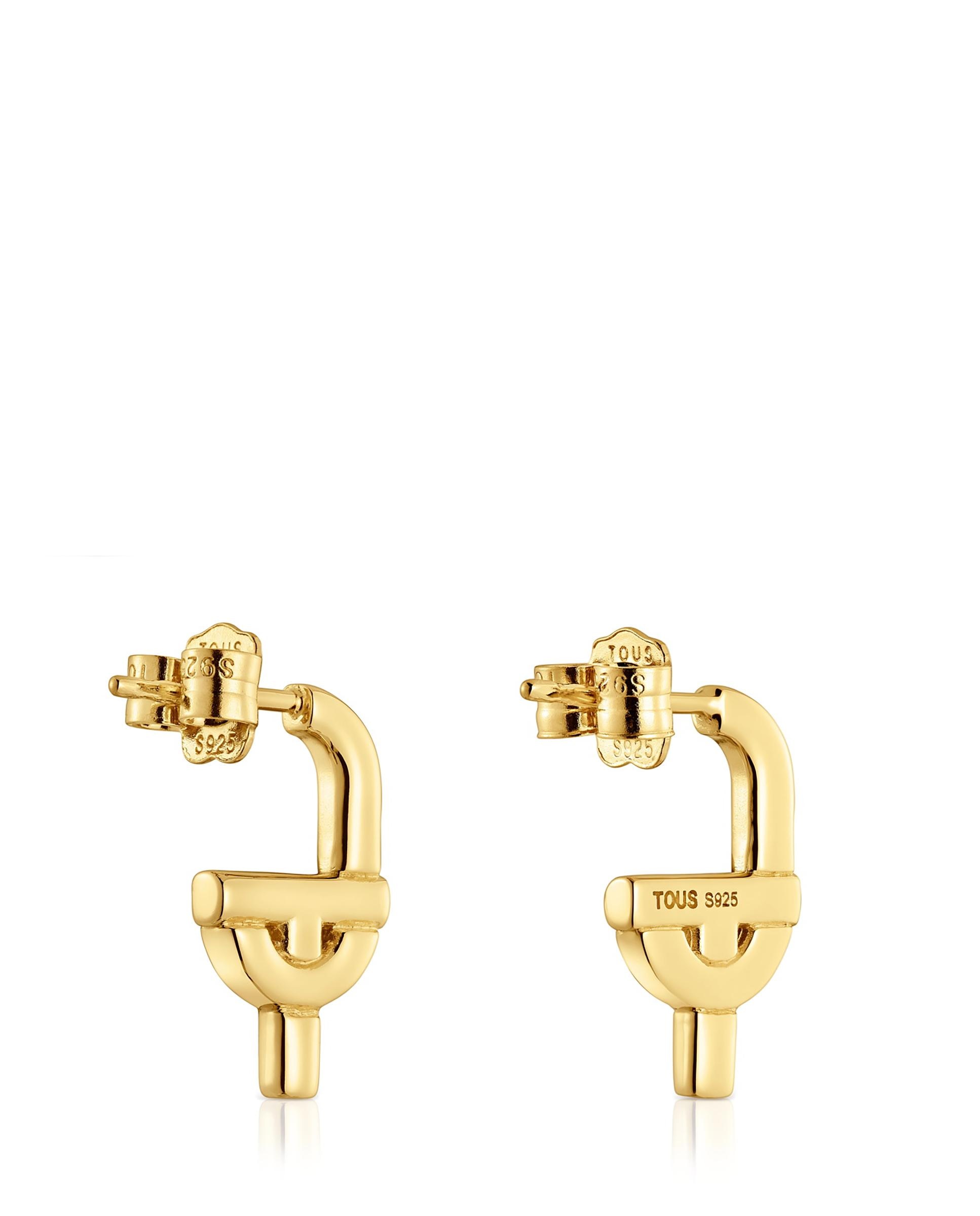 Brincos Manifesto Banhados a Ouro 18 Kt Sobre Prata Dourado-3