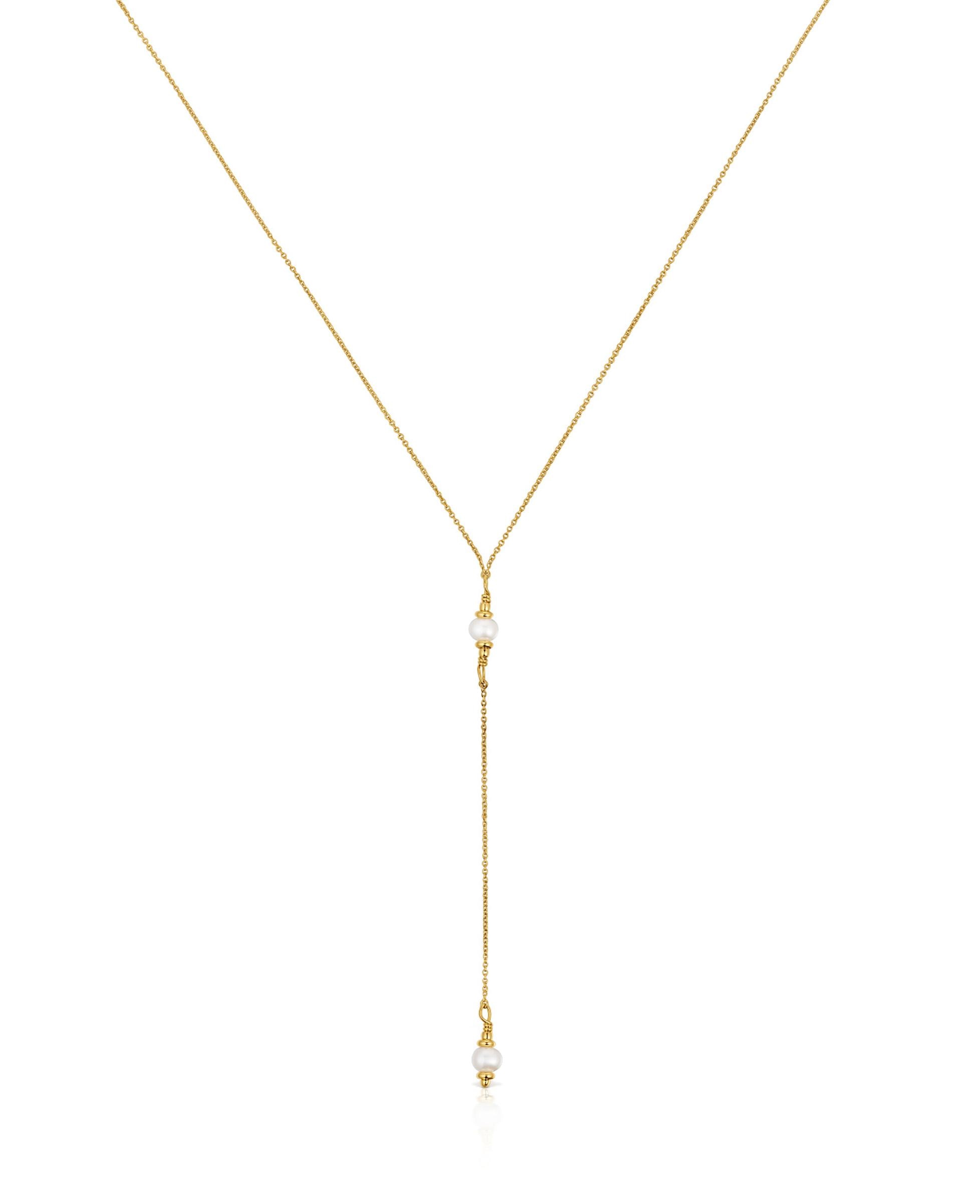 Colar Gloss com Tira Banhada em Ouro de 18 Kt Sobre Prata e Pérolas Branco-1