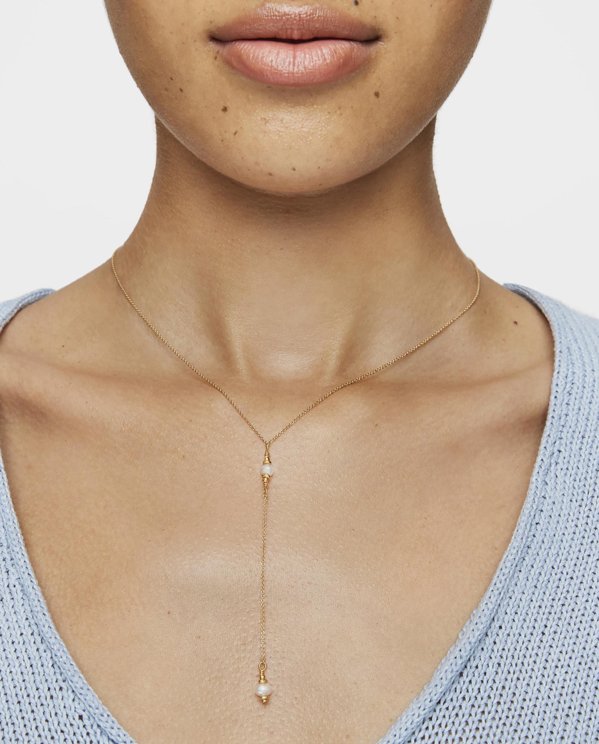 Colar Gloss com Tira Banhada em Ouro de 18 Kt Sobre Prata e Pérolas Branco-4