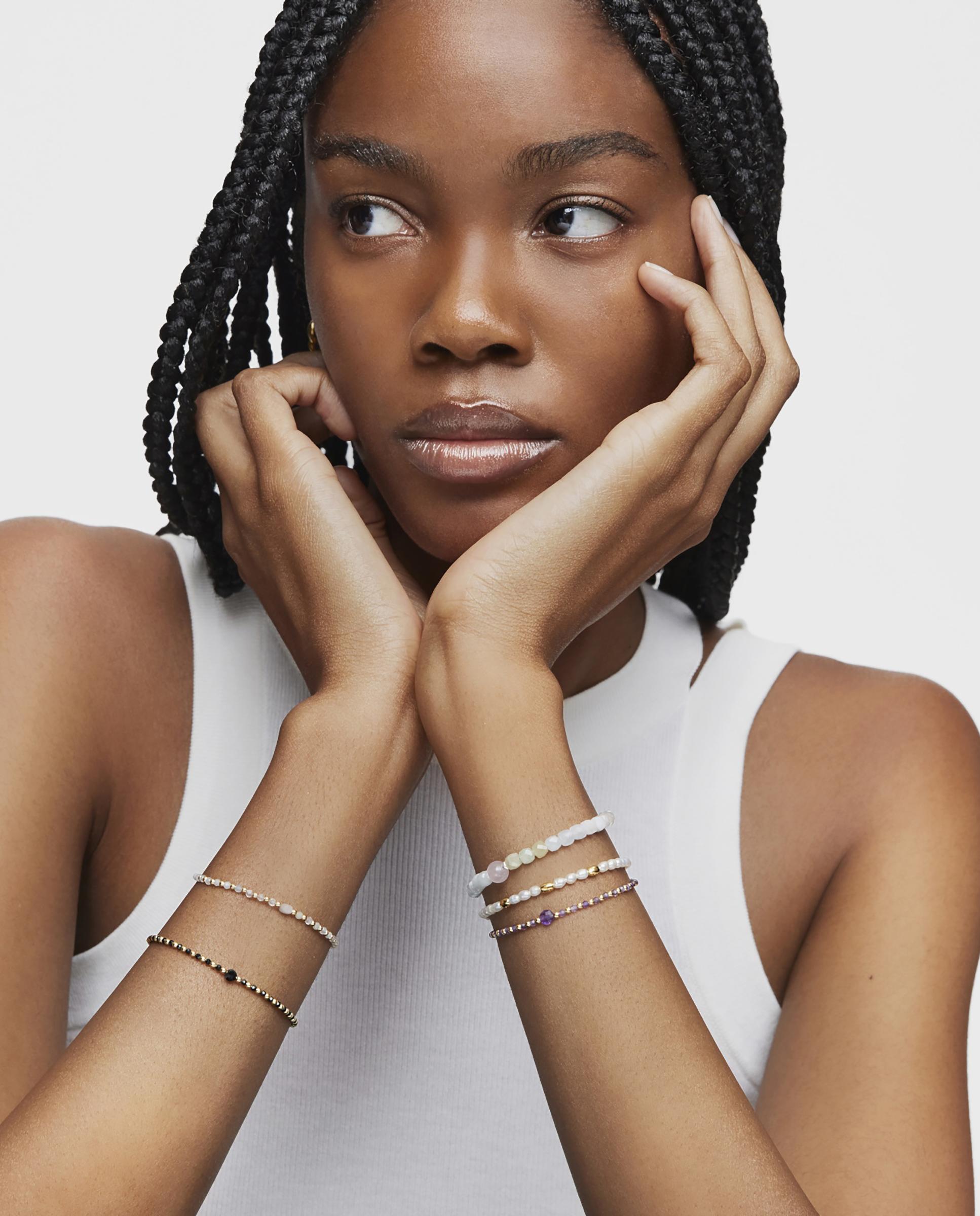 Pulseira de Corrente Basic Colors Banhada a Ouro 18 Kt em Prata, Berilo e Morganita Multicolor-5