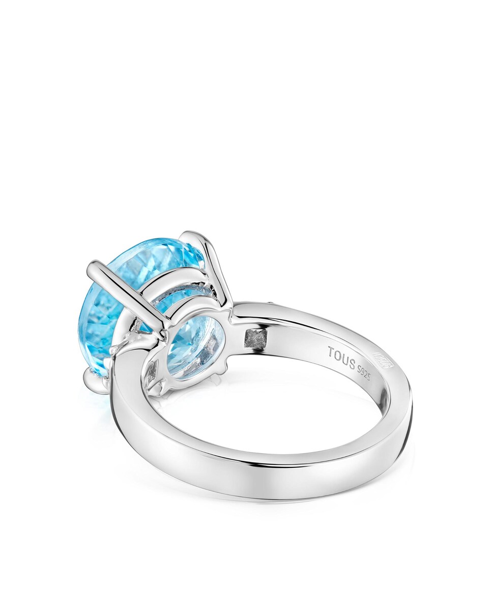 Anel Basic Colors de Prata com Diamante e Topázio Azul-3