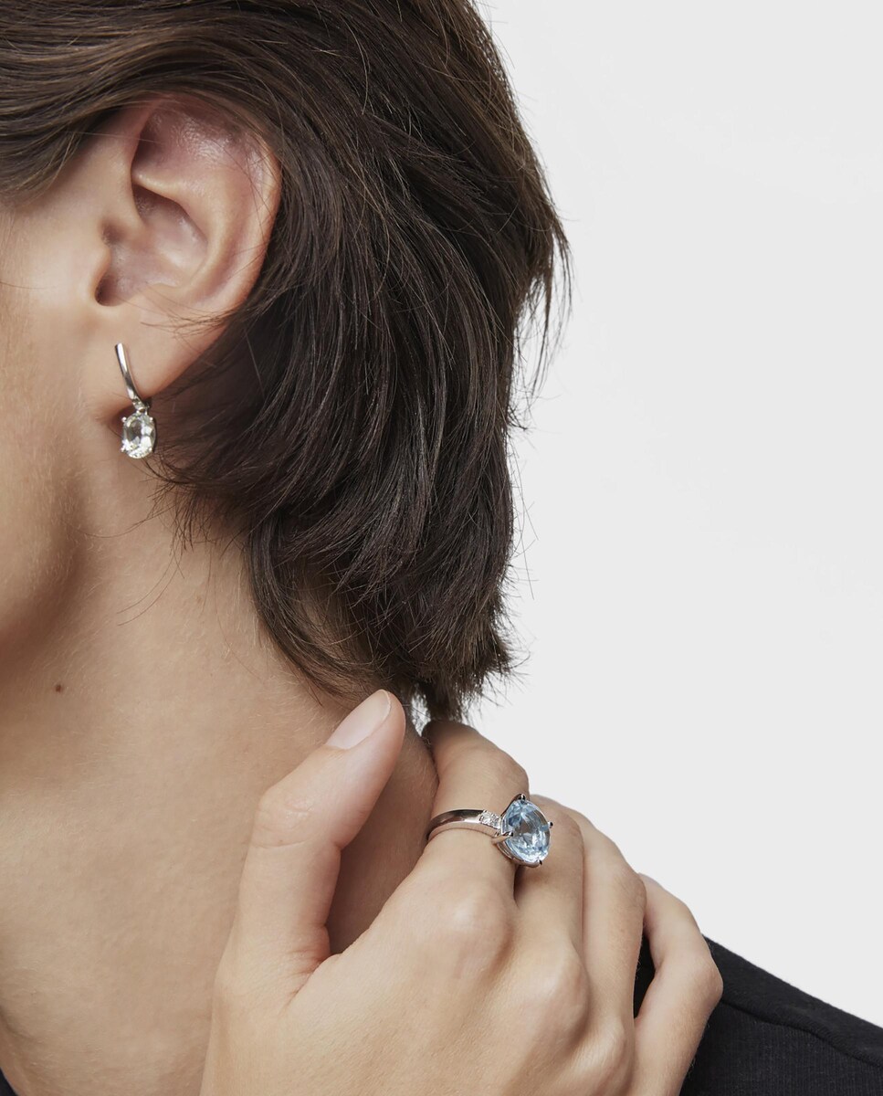 Anel Basic Colors de Prata com Diamante e Topázio Azul-4