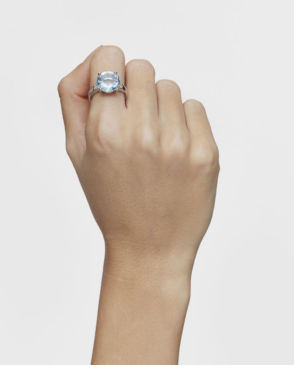 Anel Basic Colors de Prata com Diamante e Topázio Azul-6