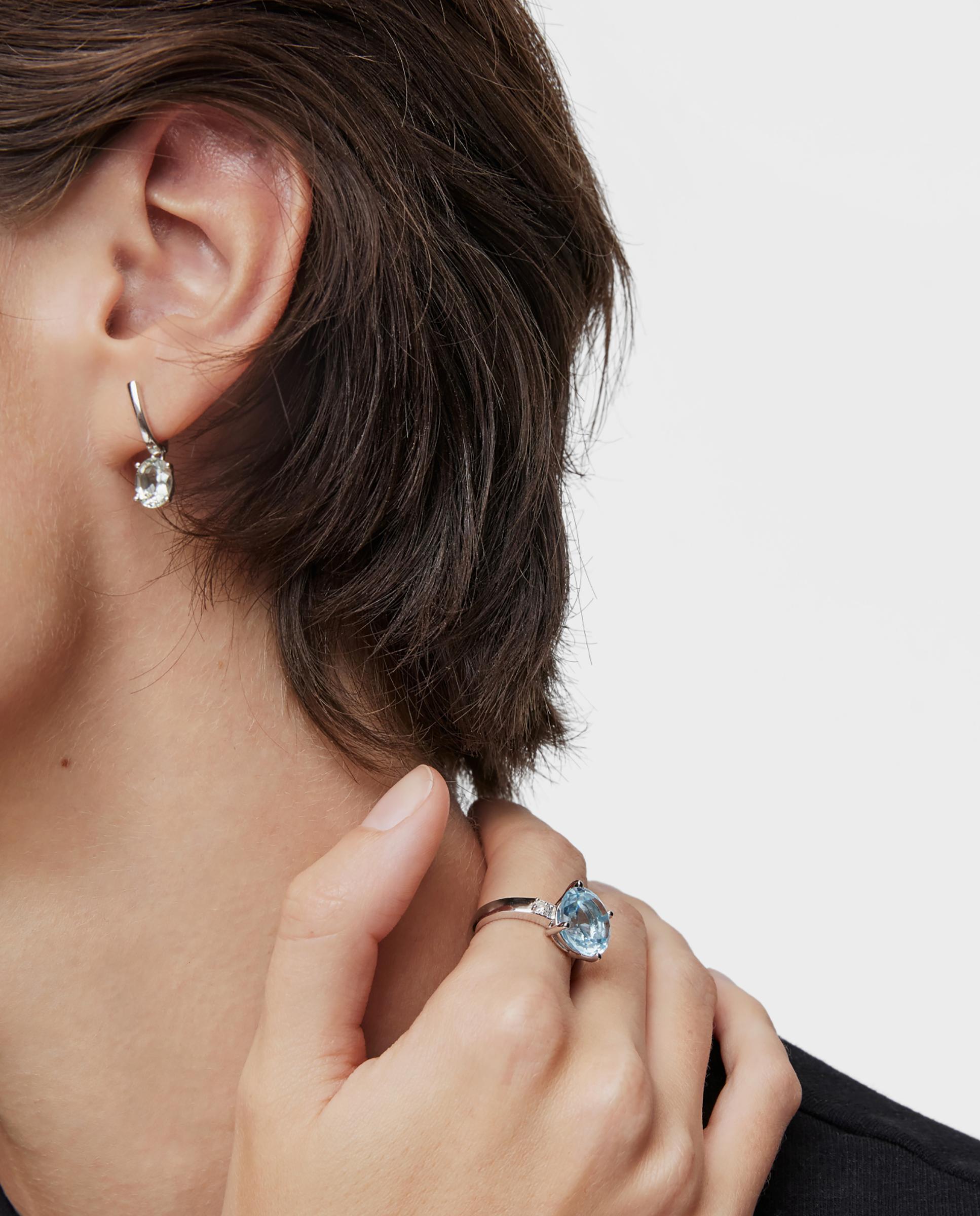 Anel Basic Colors de Prata com Diamante e Topázio Azul-4
