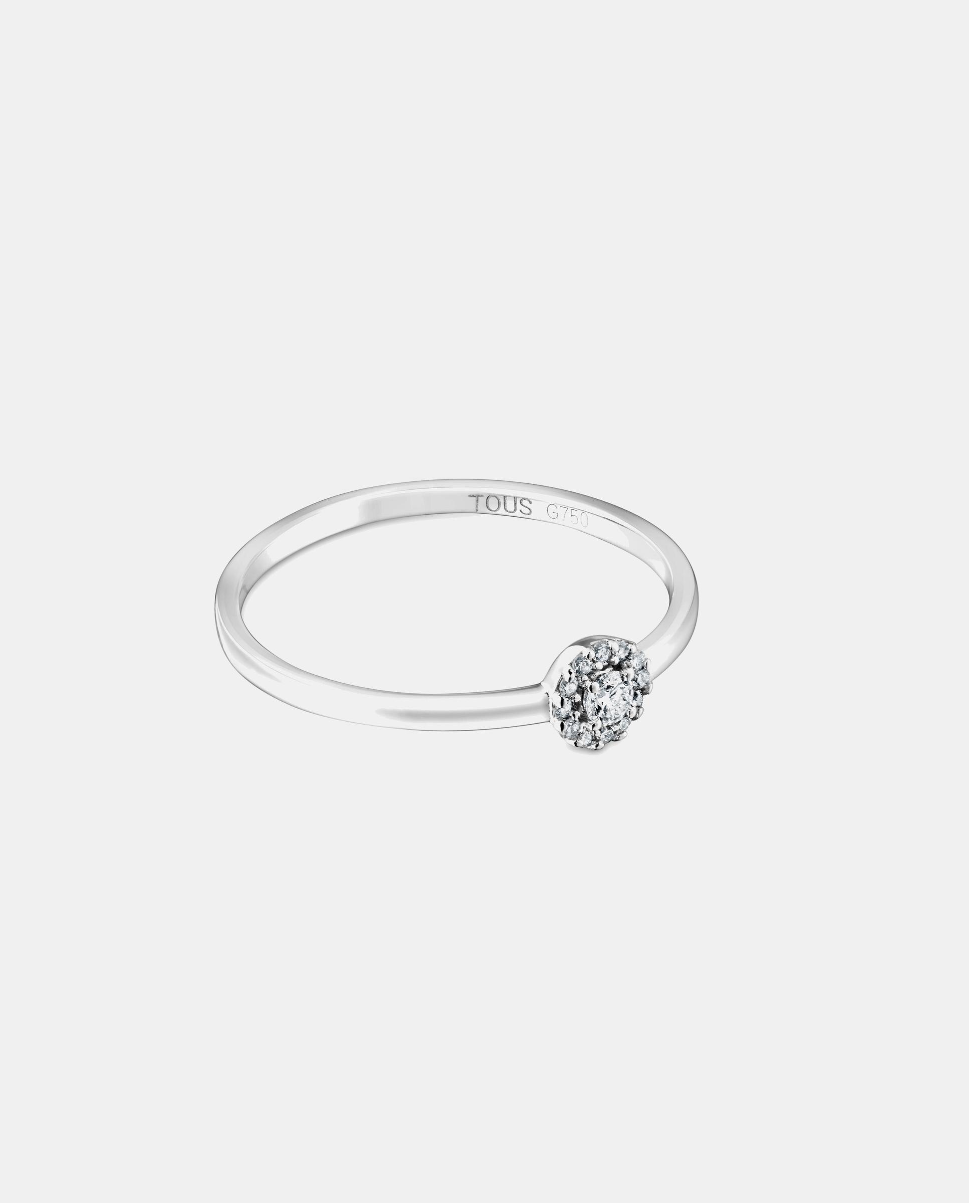 Anel Les Classiques Pequeno de Ouro Branco e Diamantes Branco-2