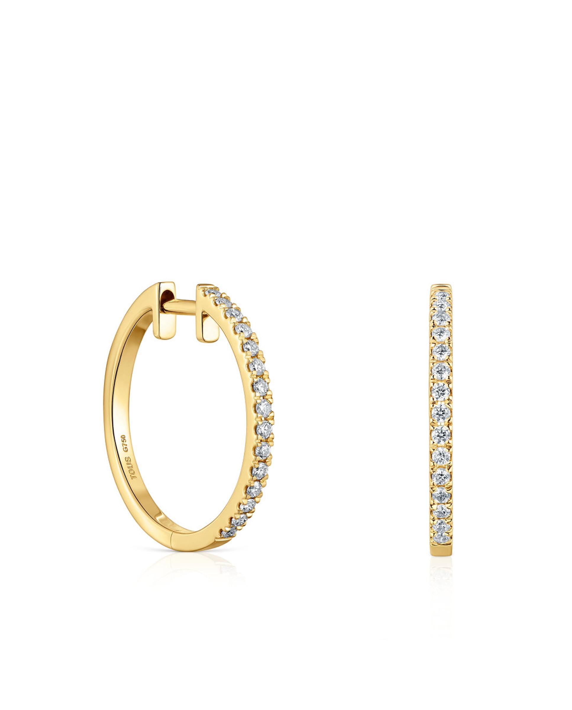 Brincos de Aro Les Classiques de Aro Curtos em Ouro com Diamantes Branco-1