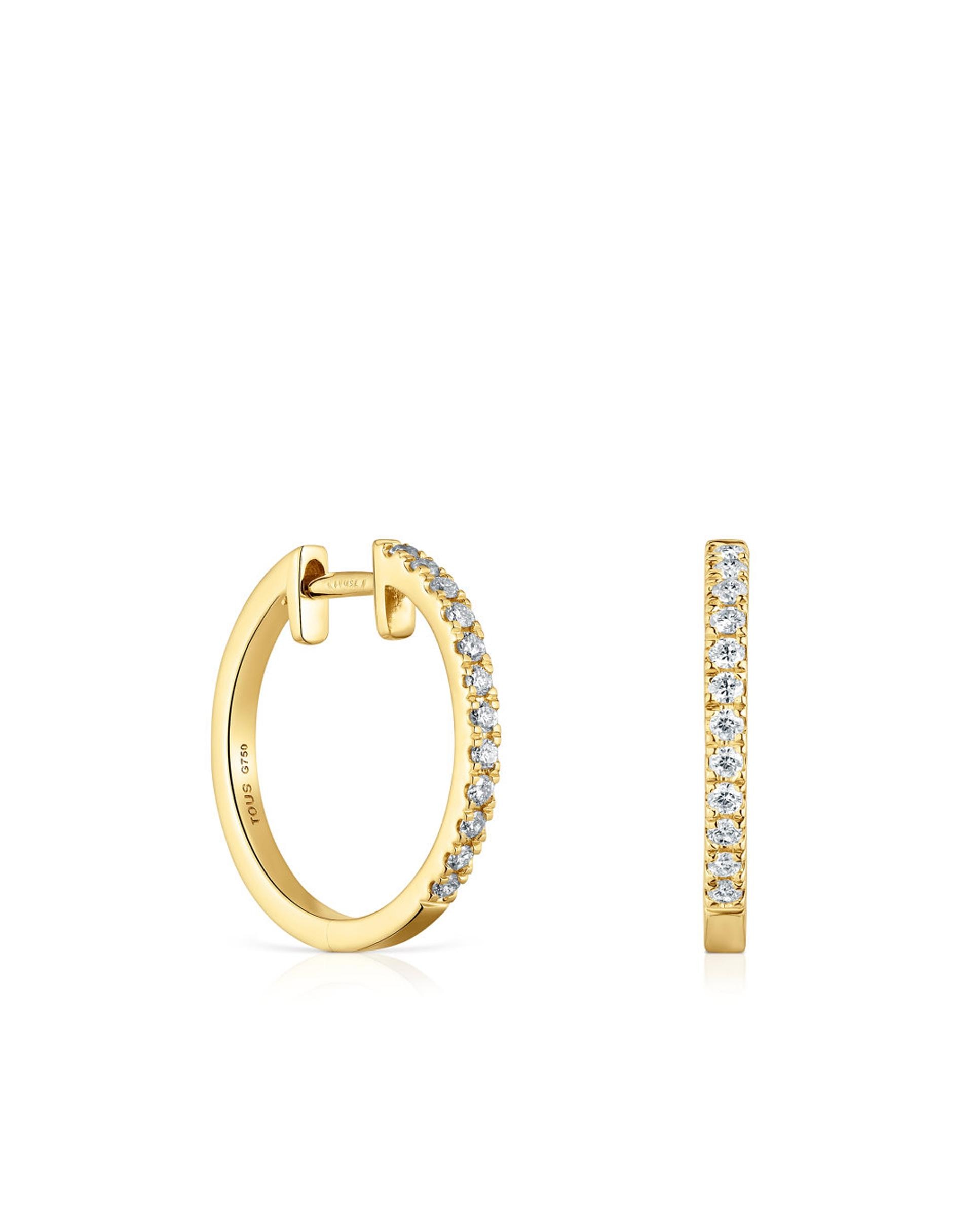 Brincos de Aro Les Classiques de Aro Curtos de Ouro com Diamantes Branco-1