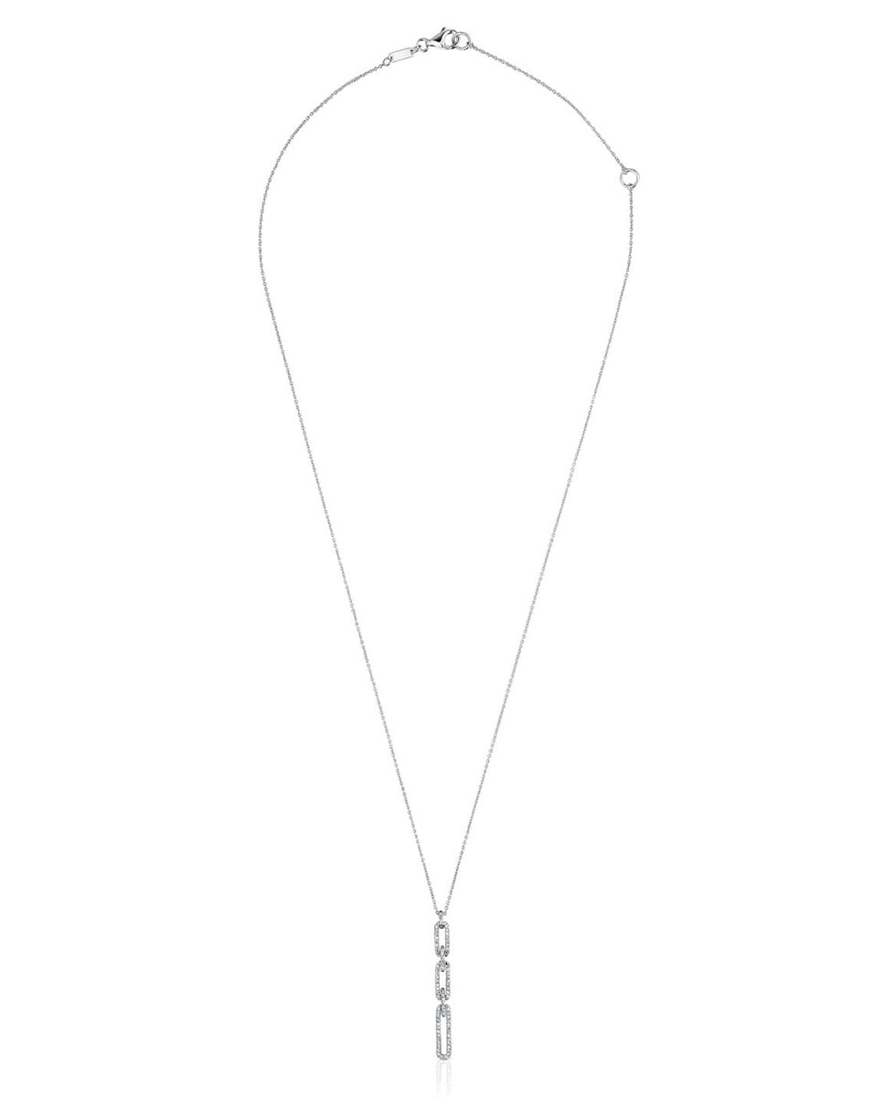 Colar Les Classiques com Formas Ovais de Ouro Branco com Diamantes Branco-1