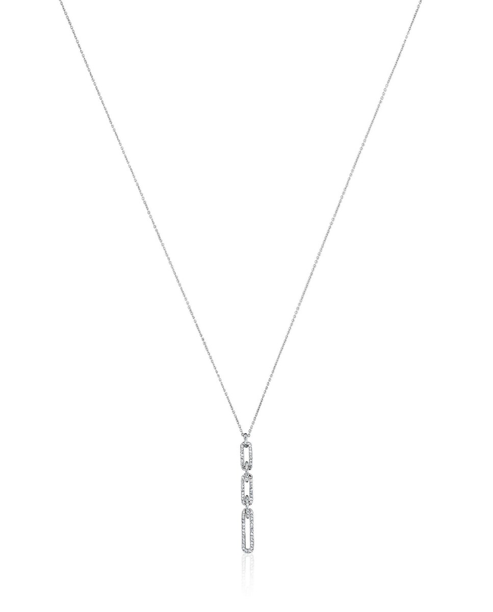 Colar Les Classiques com Formas Ovais de Ouro Branco com Diamantes Branco-2