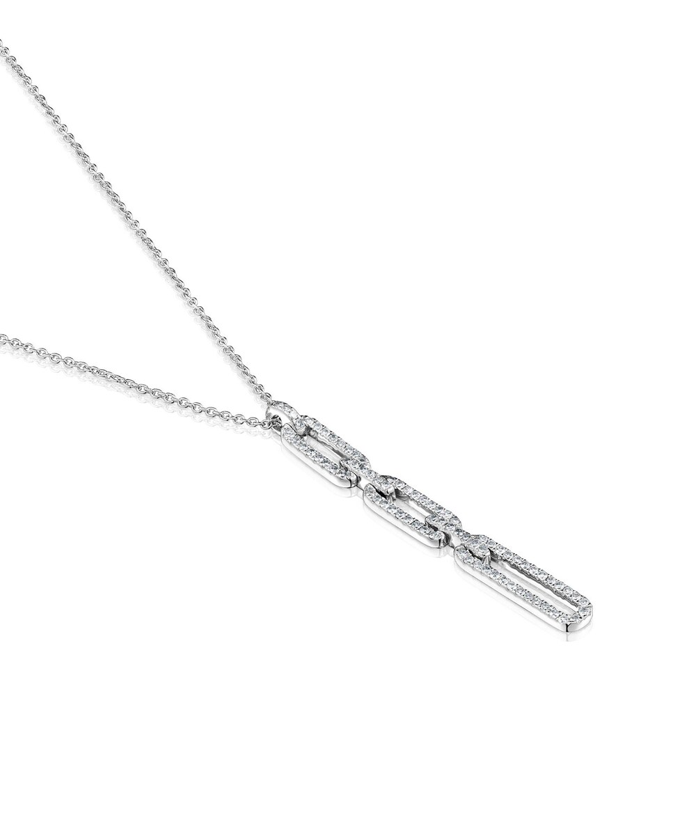 Colar Les Classiques com Formas Ovais de Ouro Branco com Diamantes Branco-3