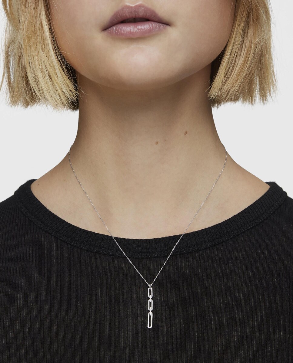 Colar Les Classiques com Formas Ovais de Ouro Branco com Diamantes Branco-4