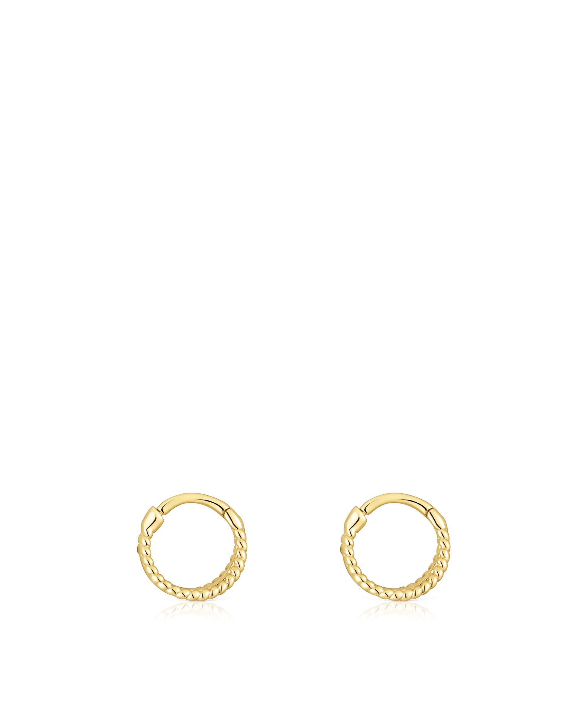 Brincos de Argola Basics de Ouro com Tripla Argola com Relevo Dourado-2