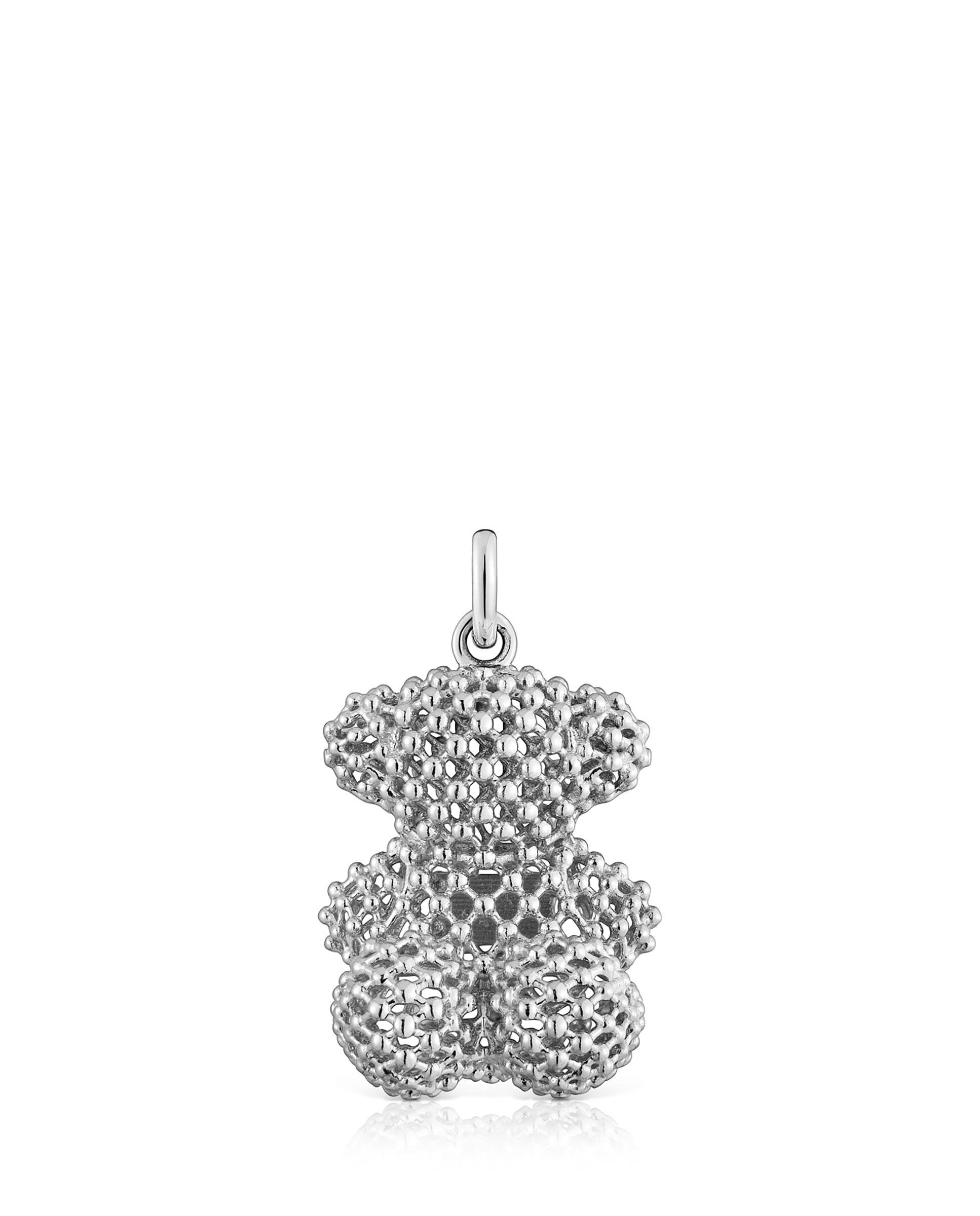 Pendente Bold Bear Urso Médio Texturizado de Ouro Branco Prata-1