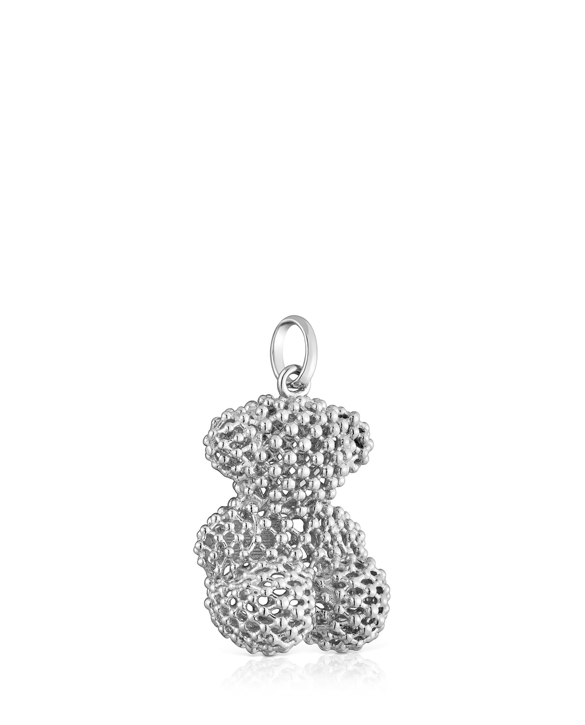 Pendente Bold Bear Urso Médio Texturizado de Ouro Branco Prata-2