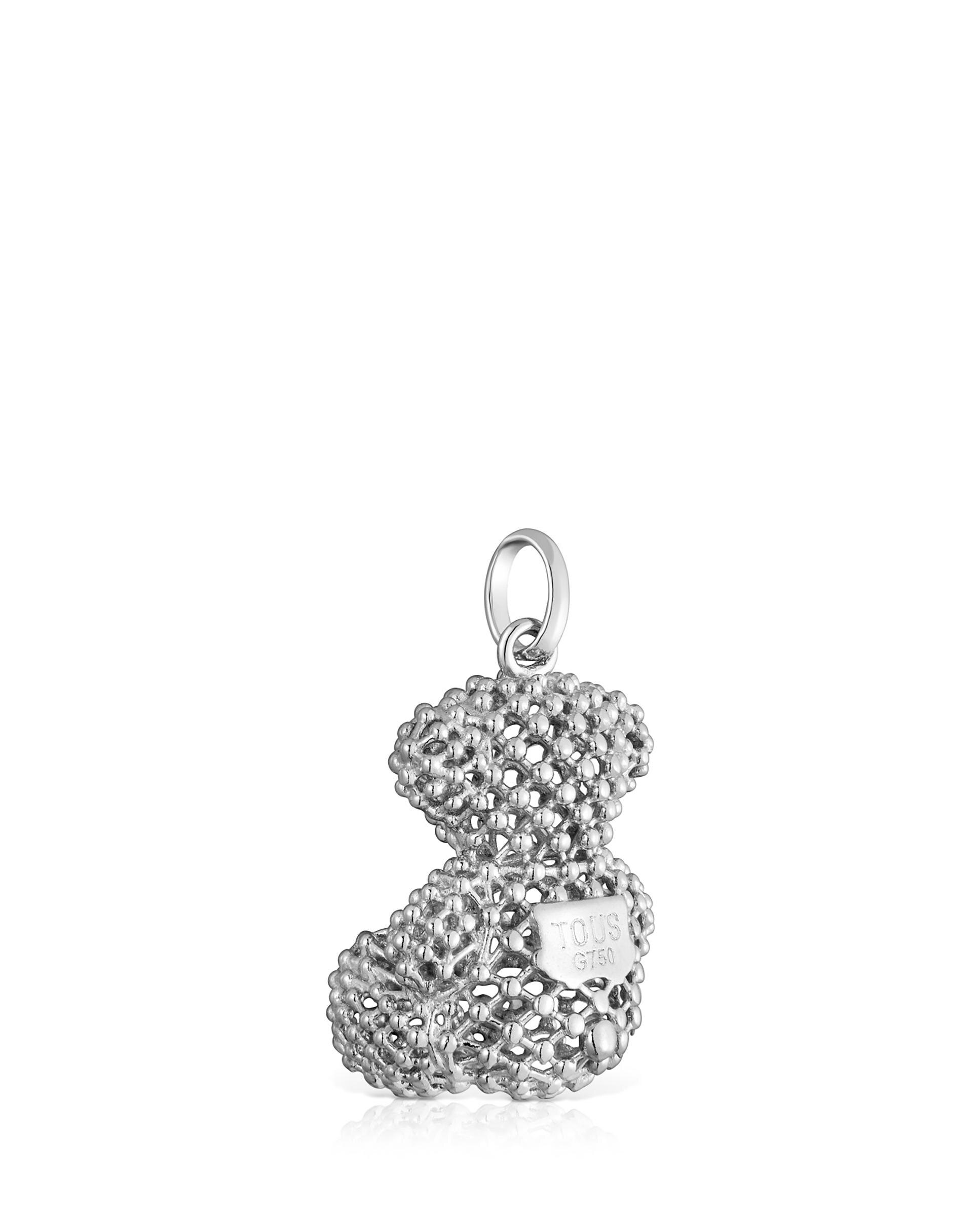 Pendente Bold Bear Urso Médio Texturizado de Ouro Branco Prata-3